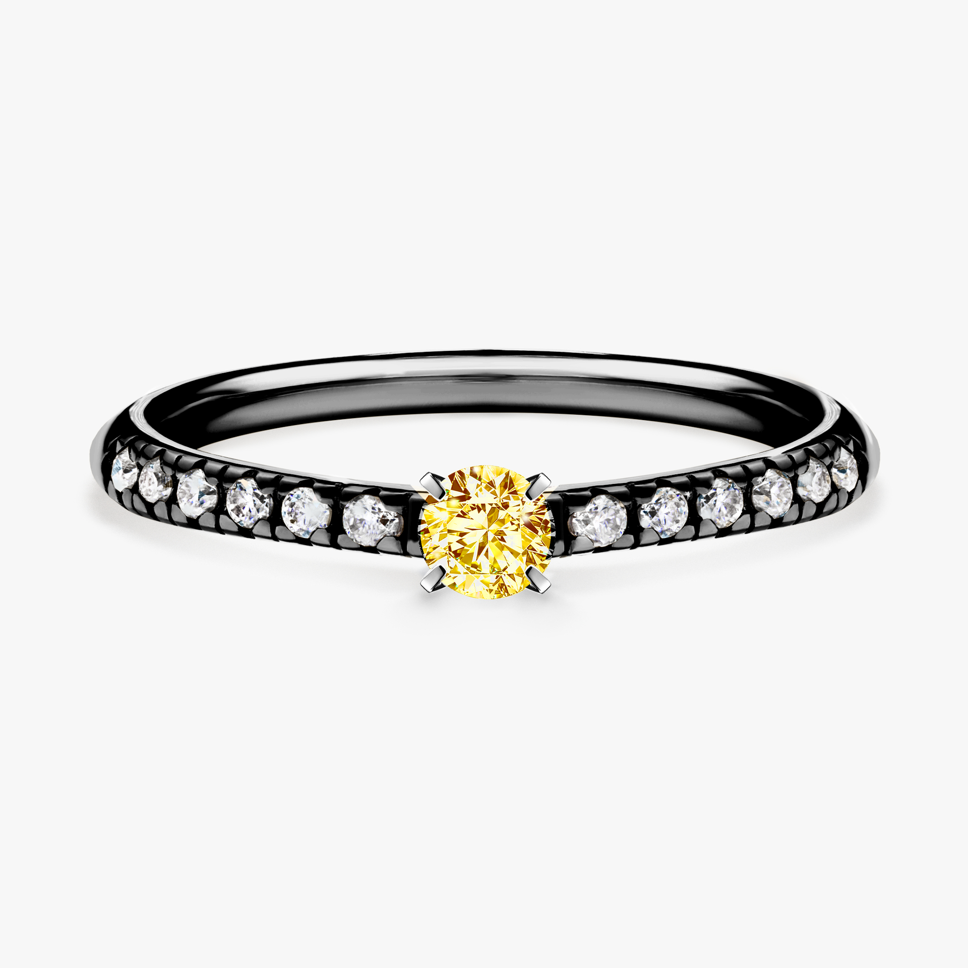 Pierścionek zaręczynowy My Sunshine z czarnego złota z żółtym diamentem 0,24ct