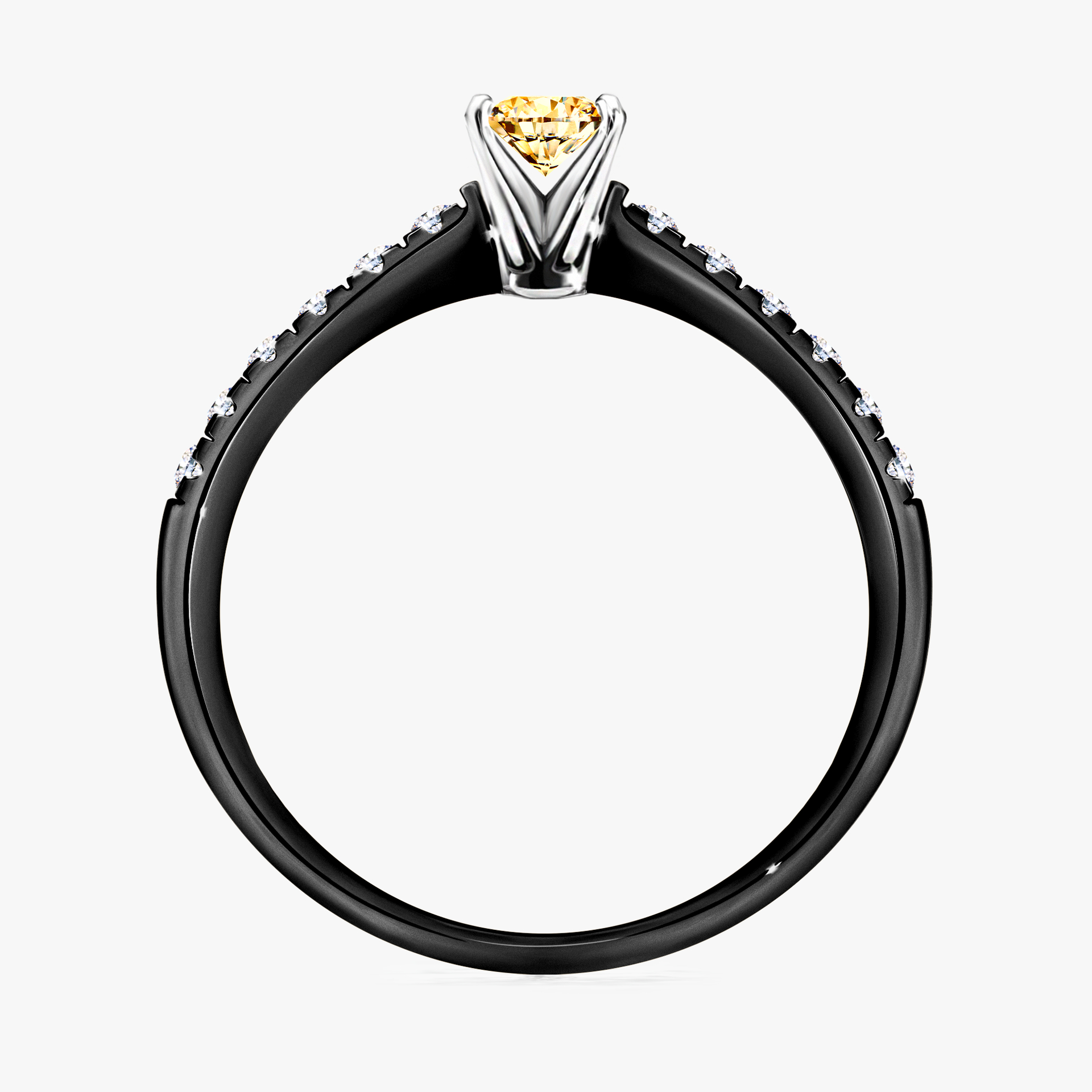 Pierścionek zaręczynowy My Sunshine z czarnego złota z żółtym diamentem 0,24ct