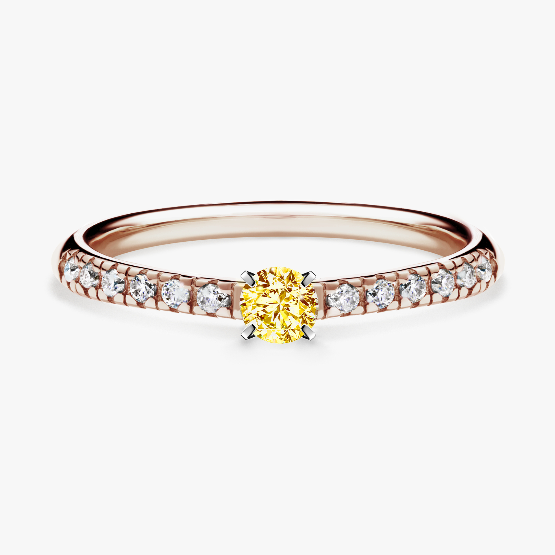 Pierścionek zaręczynowy My Sunshine z różowego złota z żółtym diamentem 0,24ct