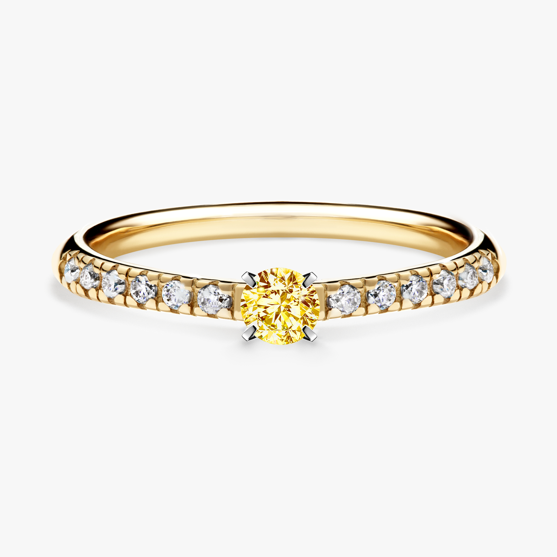 Pierścionek zaręczynowy My Sunshine z żółtego złota z żółtym diamentem 0,24ct