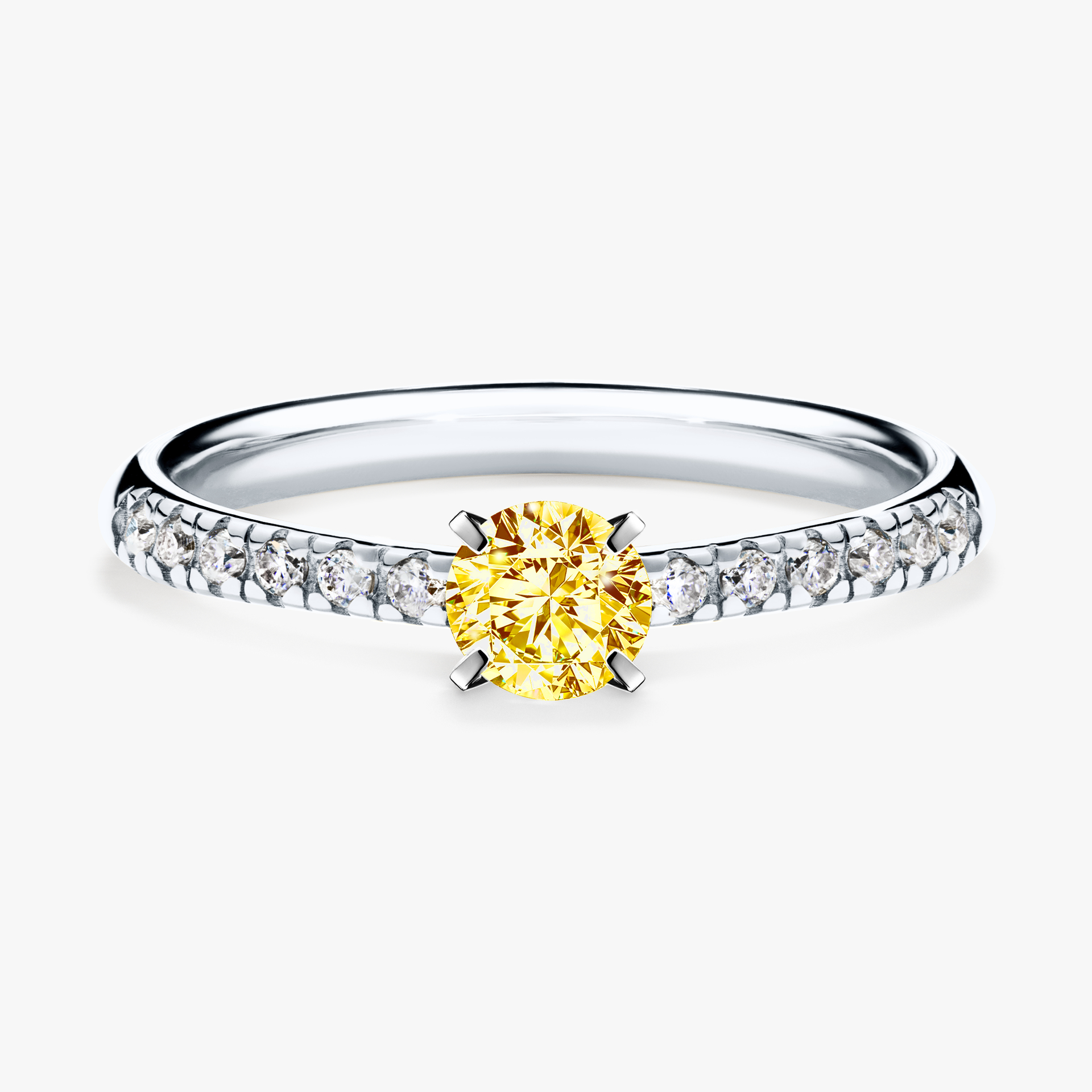 Pierścionek zaręczynowy My Sunshine z białego złota z żółtym diamentem 0,39ct
