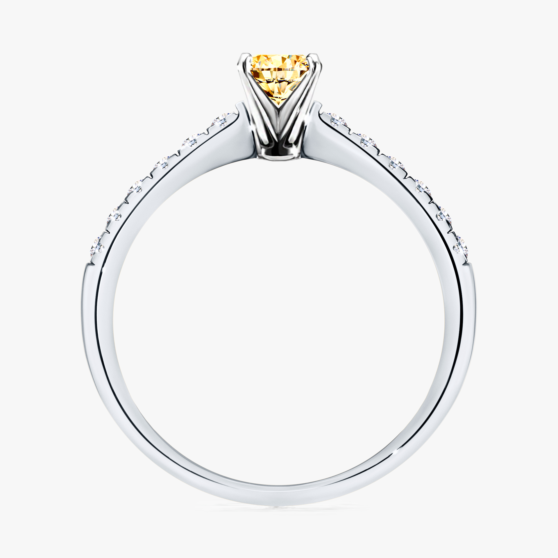 Pierścionek zaręczynowy My Sunshine z białego złota z żółtym diamentem 0,39ct