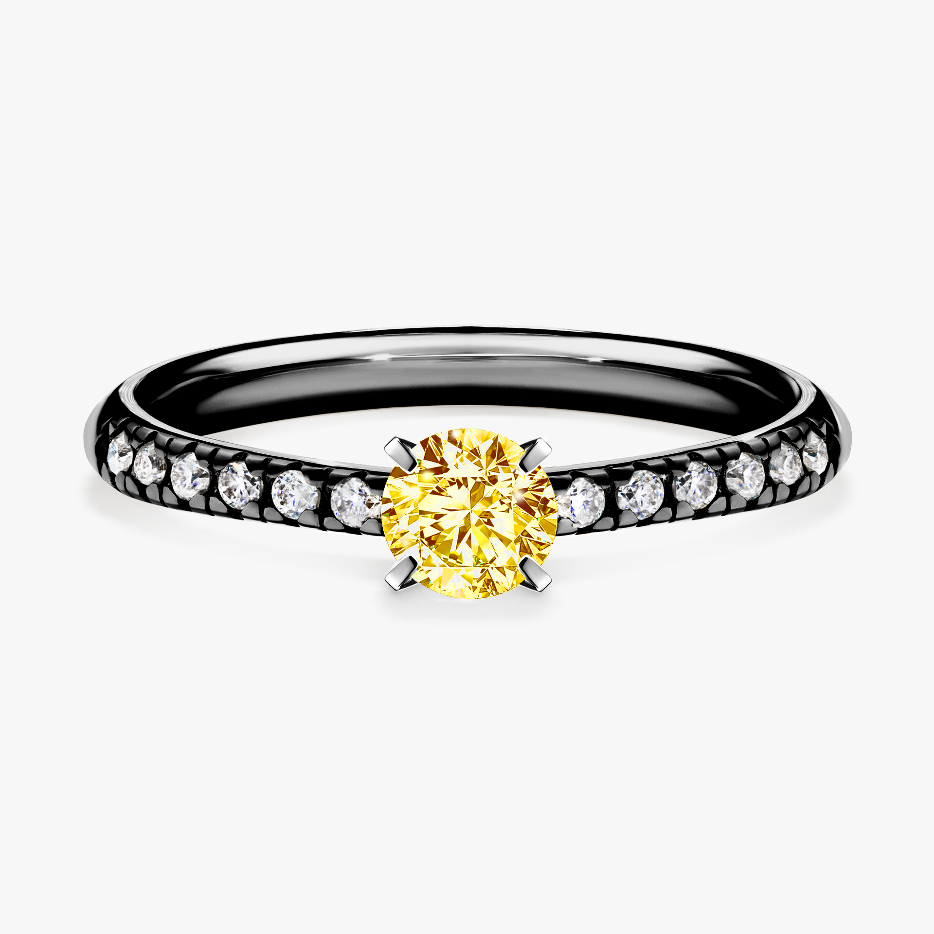 Pierścionek zaręczynowy My Sunshine z czarnego złota z żółtym diamentem 0,39ct