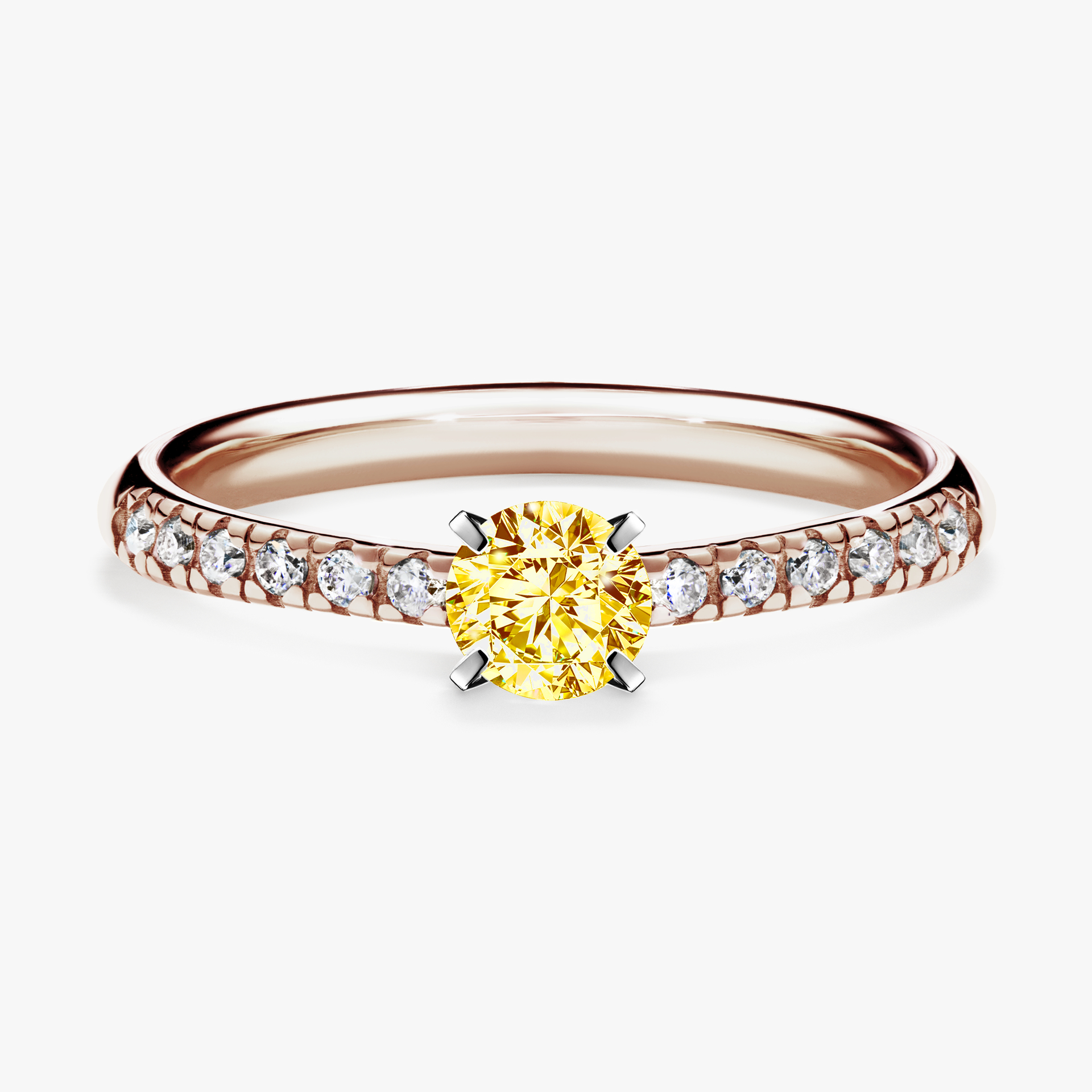 Pierścionek zaręczynowy My Sunshine z różowego złota z żółtym diamentem 0,39ct