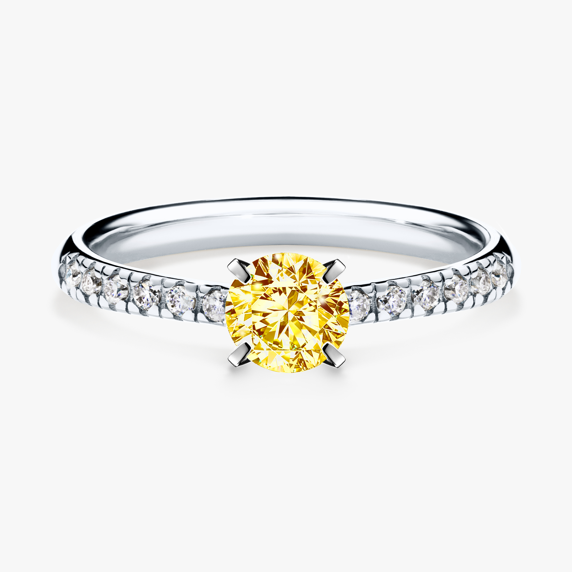 Pierścionek zaręczynowy My Sunshine z białego złota z żółtym diamentem 0,44ct