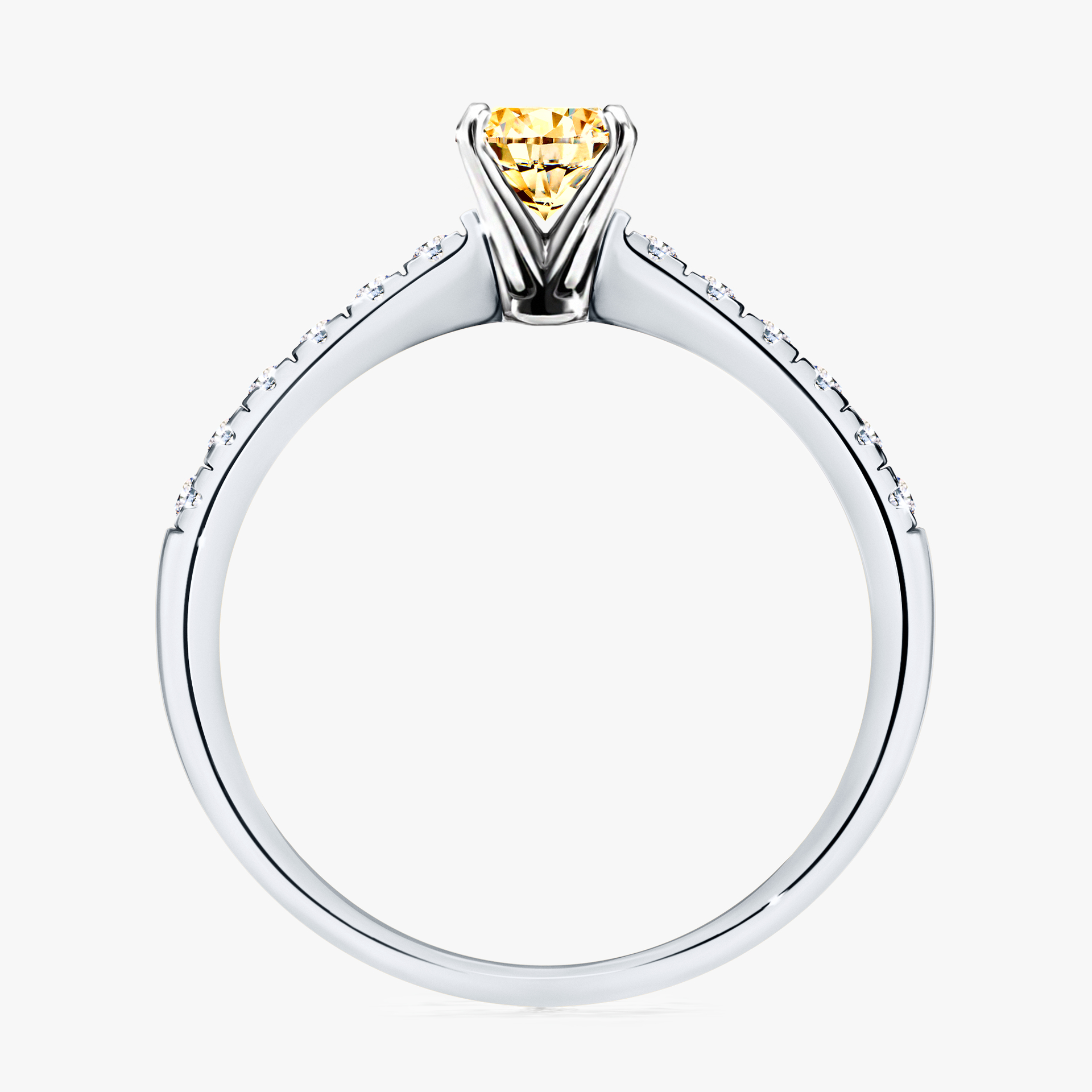 Pierścionek zaręczynowy My Sunshine z białego złota z żółtym diamentem 0,44ct