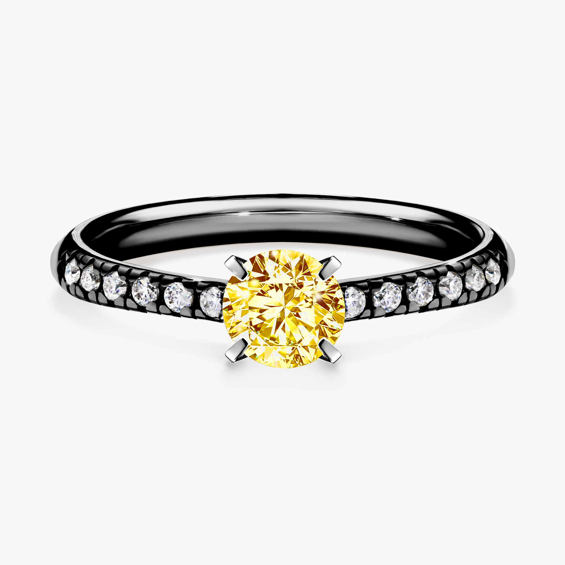 Pierścionek zaręczynowy My Sunshine z czarnego złota z żółtym diamentem 0,44ct