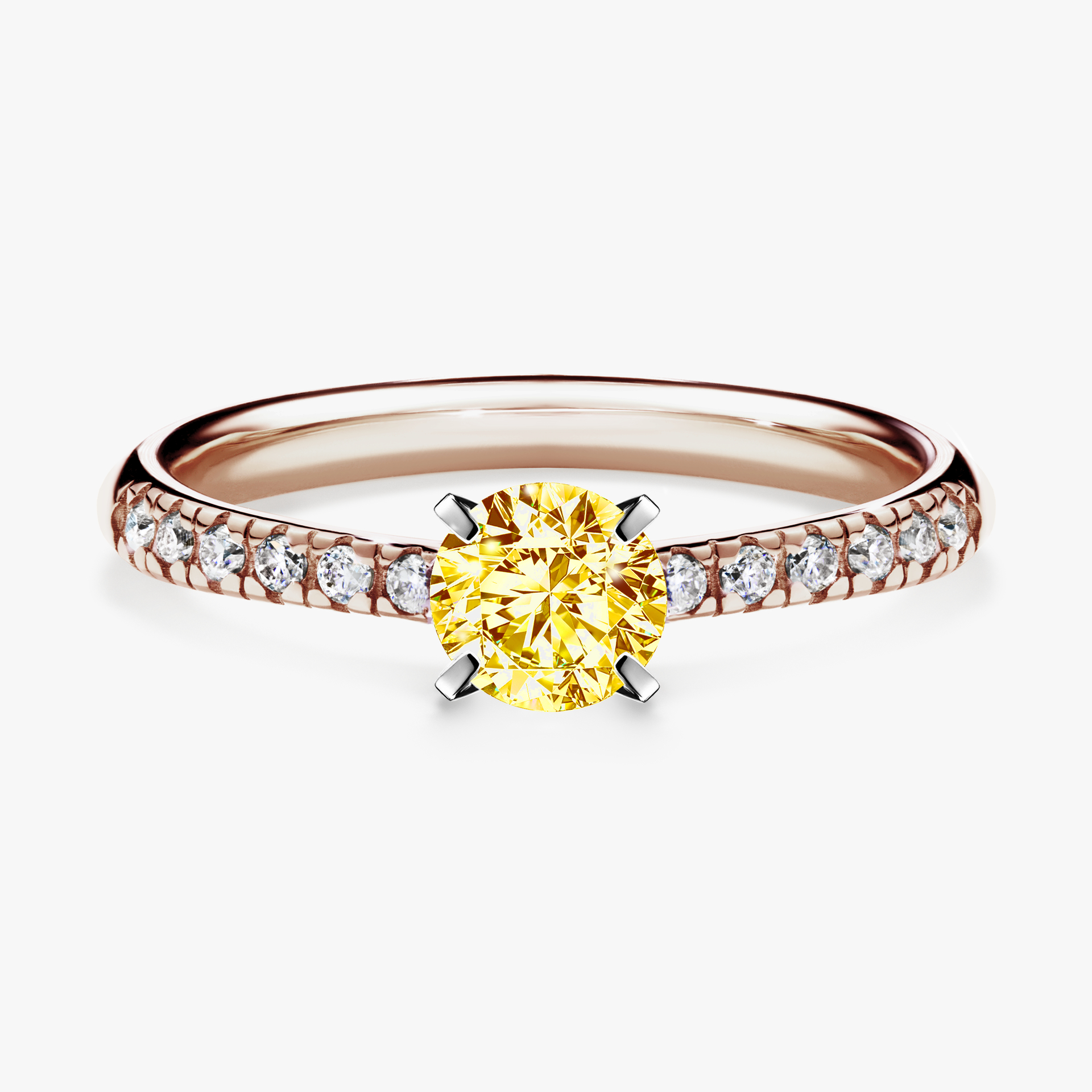 Pierścionek zaręczynowy My Sunshine z różowego złota z żółtym diamentem 0,44ct
