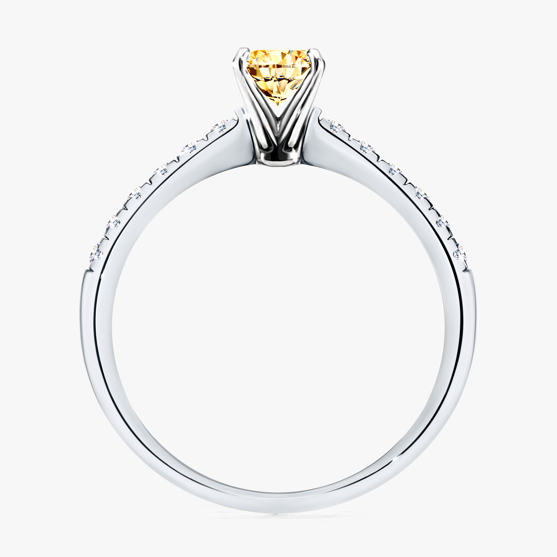 Pierścionek zaręczynowy My Sunshine z białego złota z żółtym diamentem 0,64ct