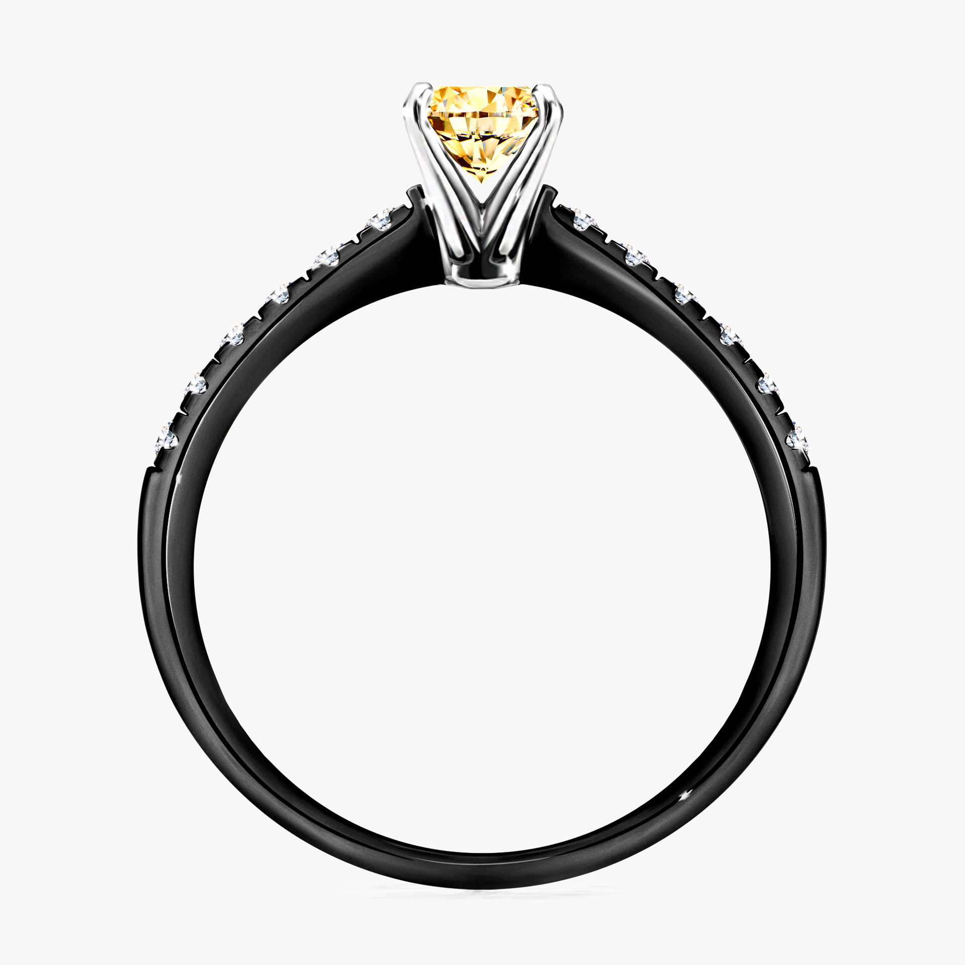 Pierścionek zaręczynowy My Sunshine z czarnego złota z żółtym diamentem 0,64ct