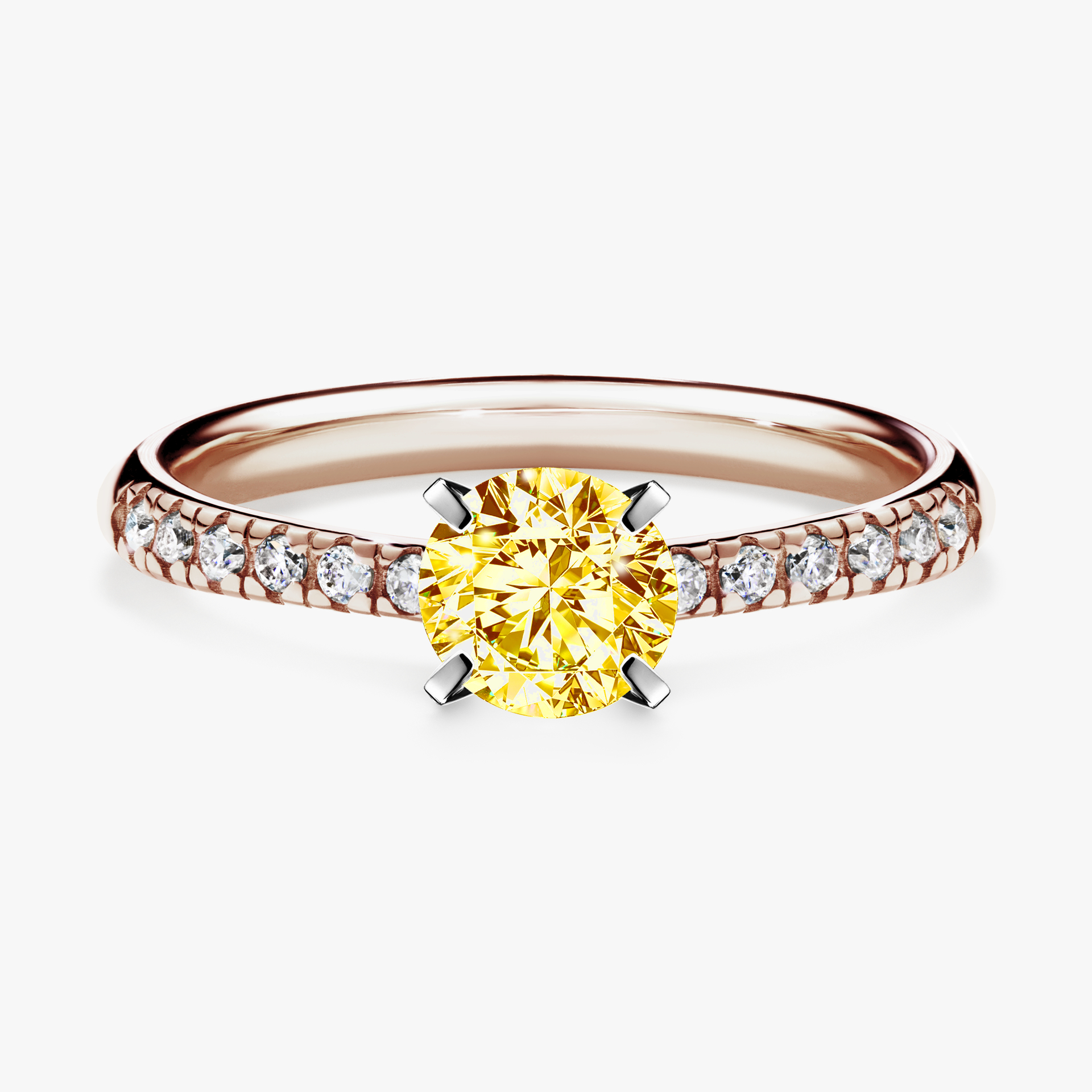 Pierścionek zaręczynowy My Sunshine z różowego złota z żółtym diamentem 0,64ct
