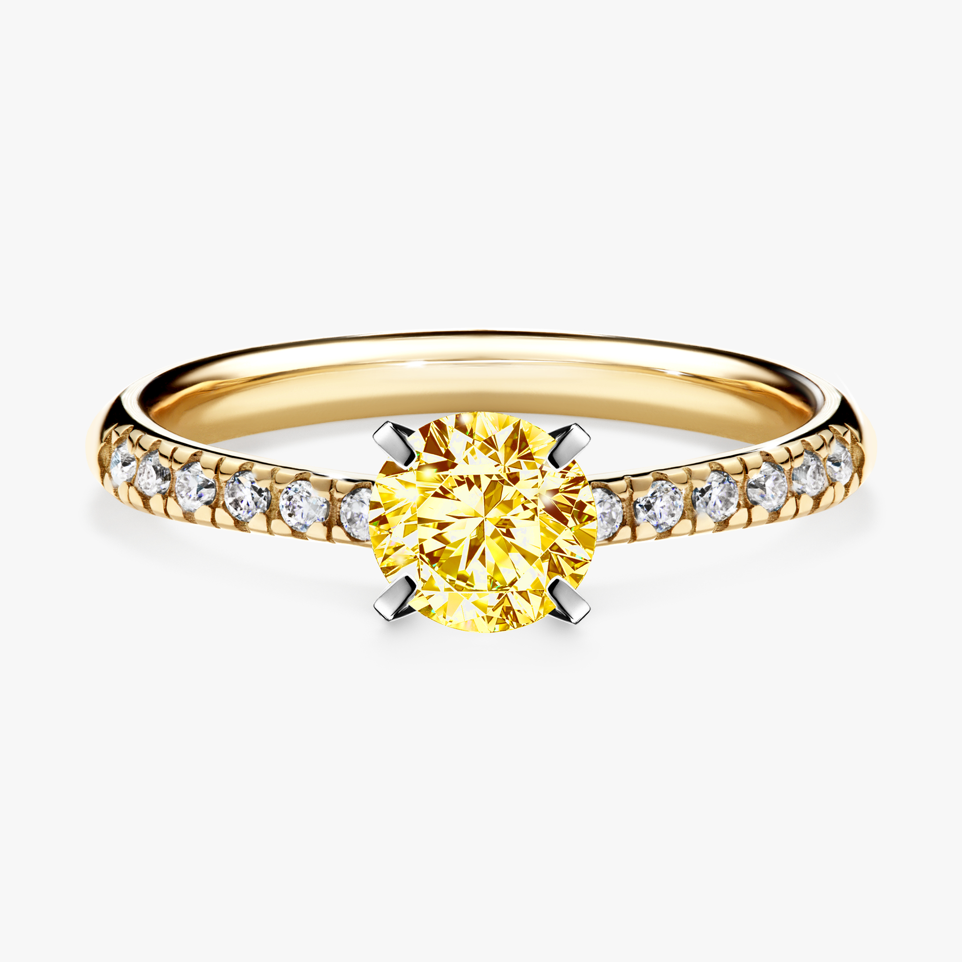Pierścionek zaręczynowy My Sunshine z żółtego złota z żółtym diamentem 0,64ct