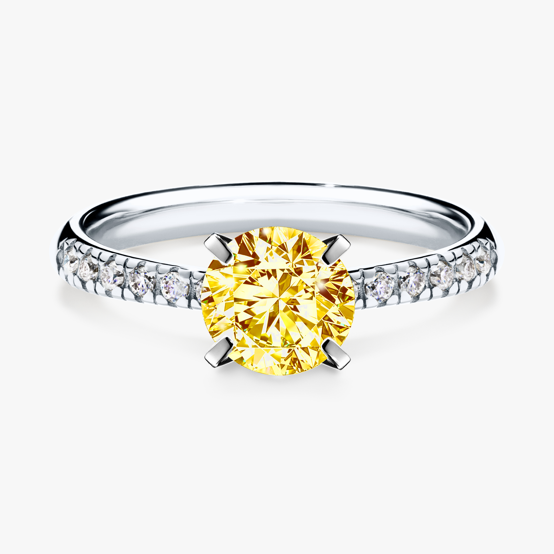 Pierścionek zaręczynowy My Sunshine z białego złota z żółtym diamentem 1,00ct