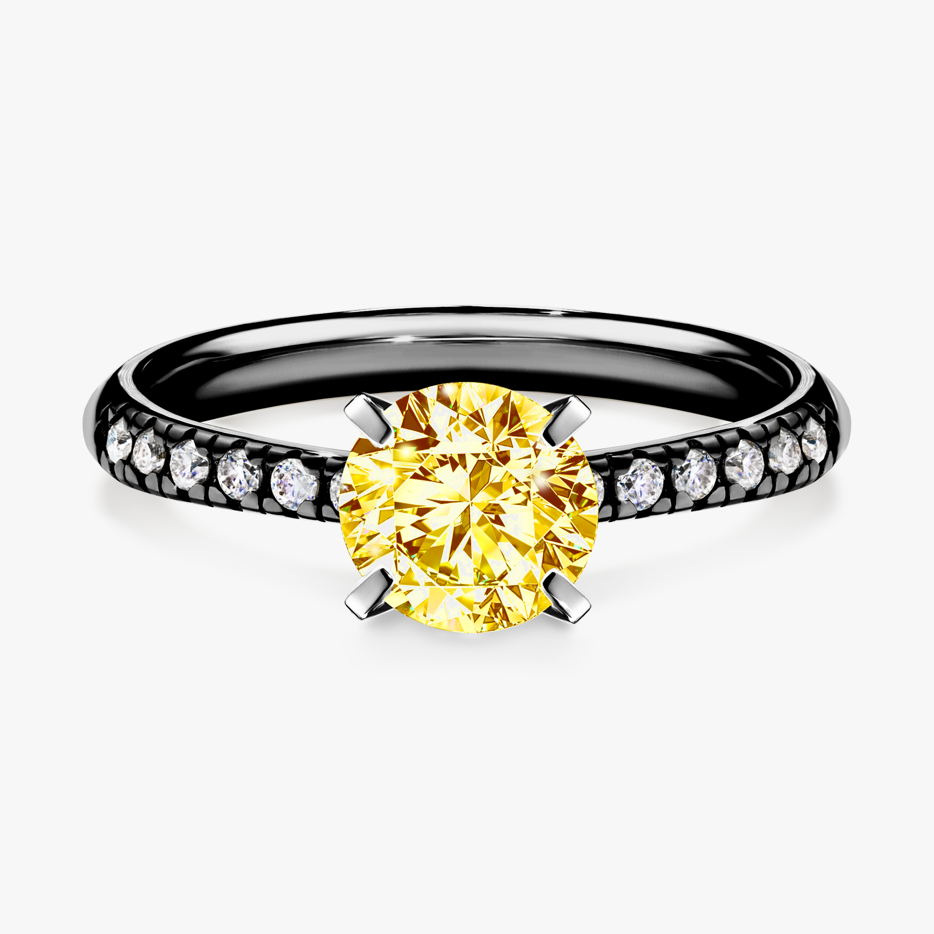 Pierścionek zaręczynowy My Sunshine z czarnego złota z żółtym diamentem 1,00ct