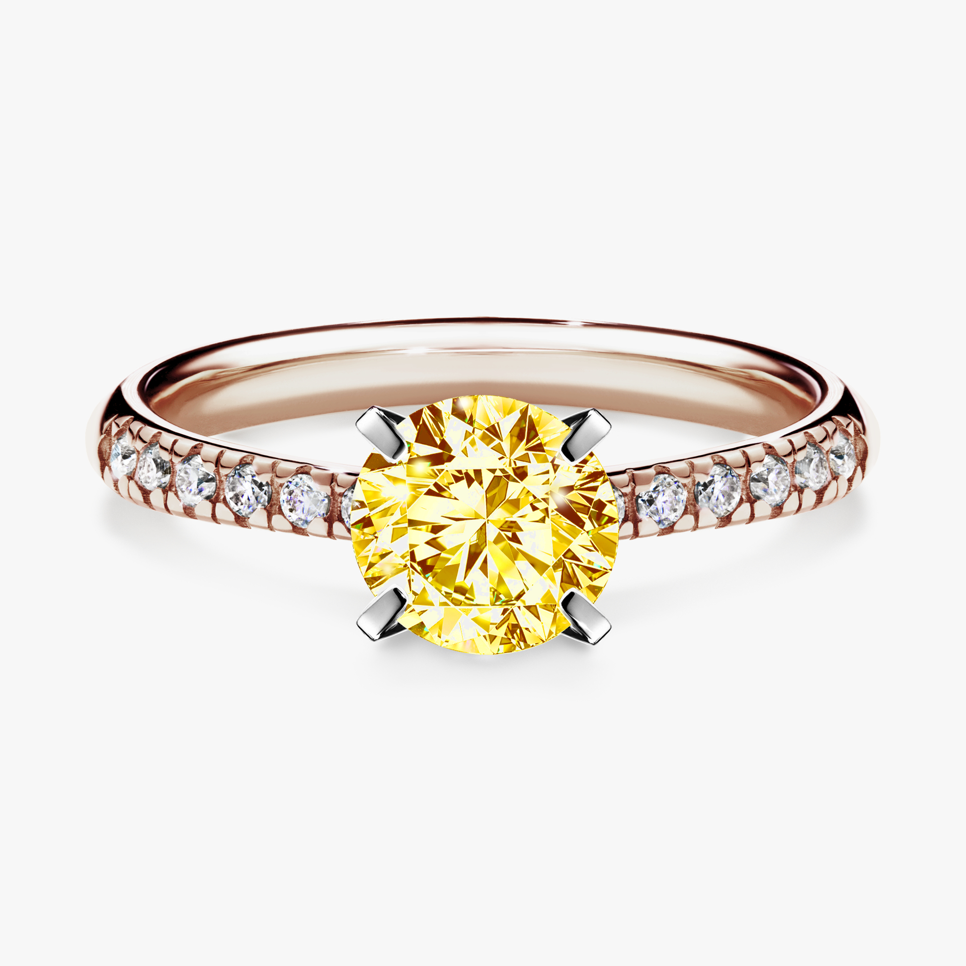 Pierścionek zaręczynowy My Sunshine z różowego złota z żółtym diamentem 1,00ct
