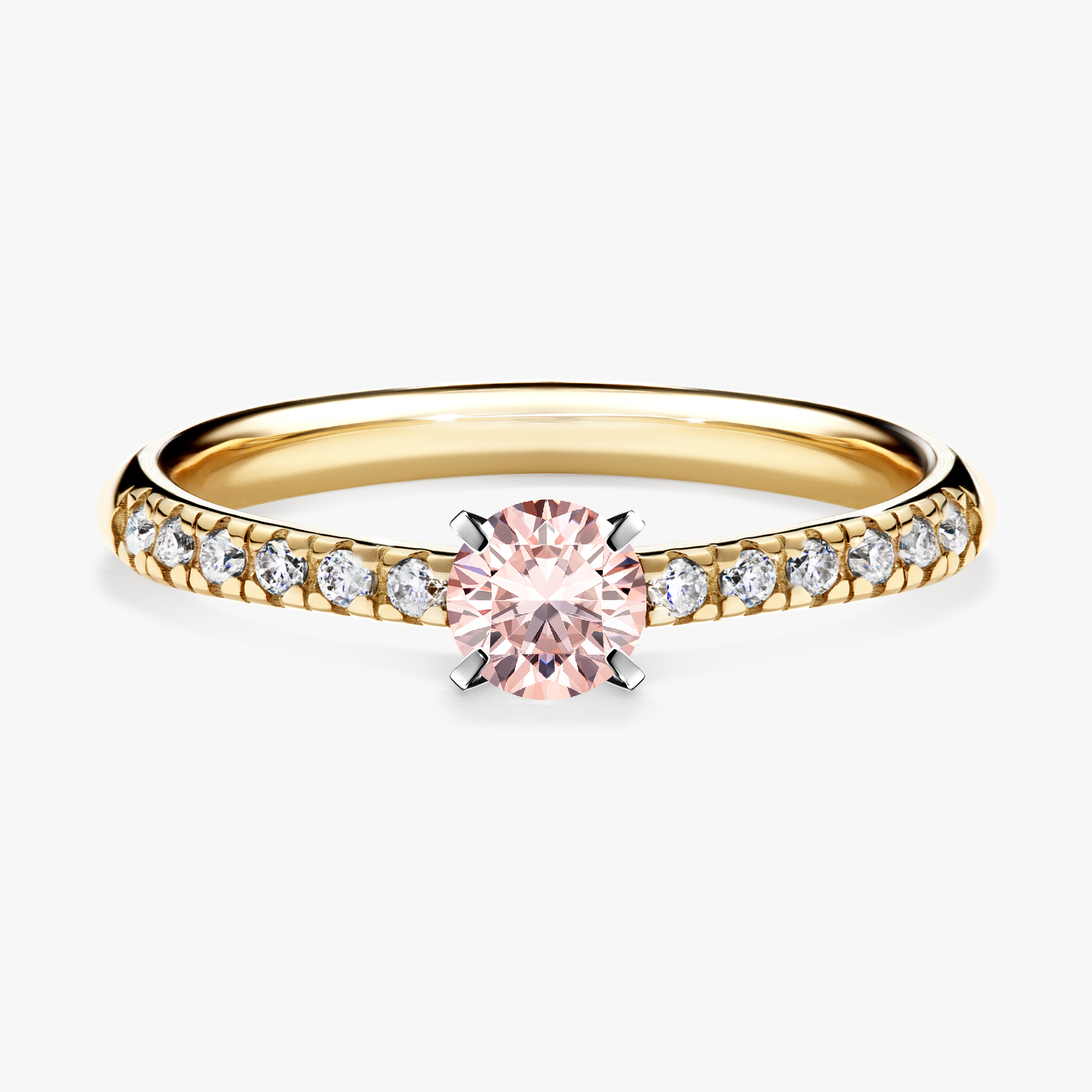 Pierścionek zaręczynowy My Sunshine z żółtego złota z morganitem 0,39ct