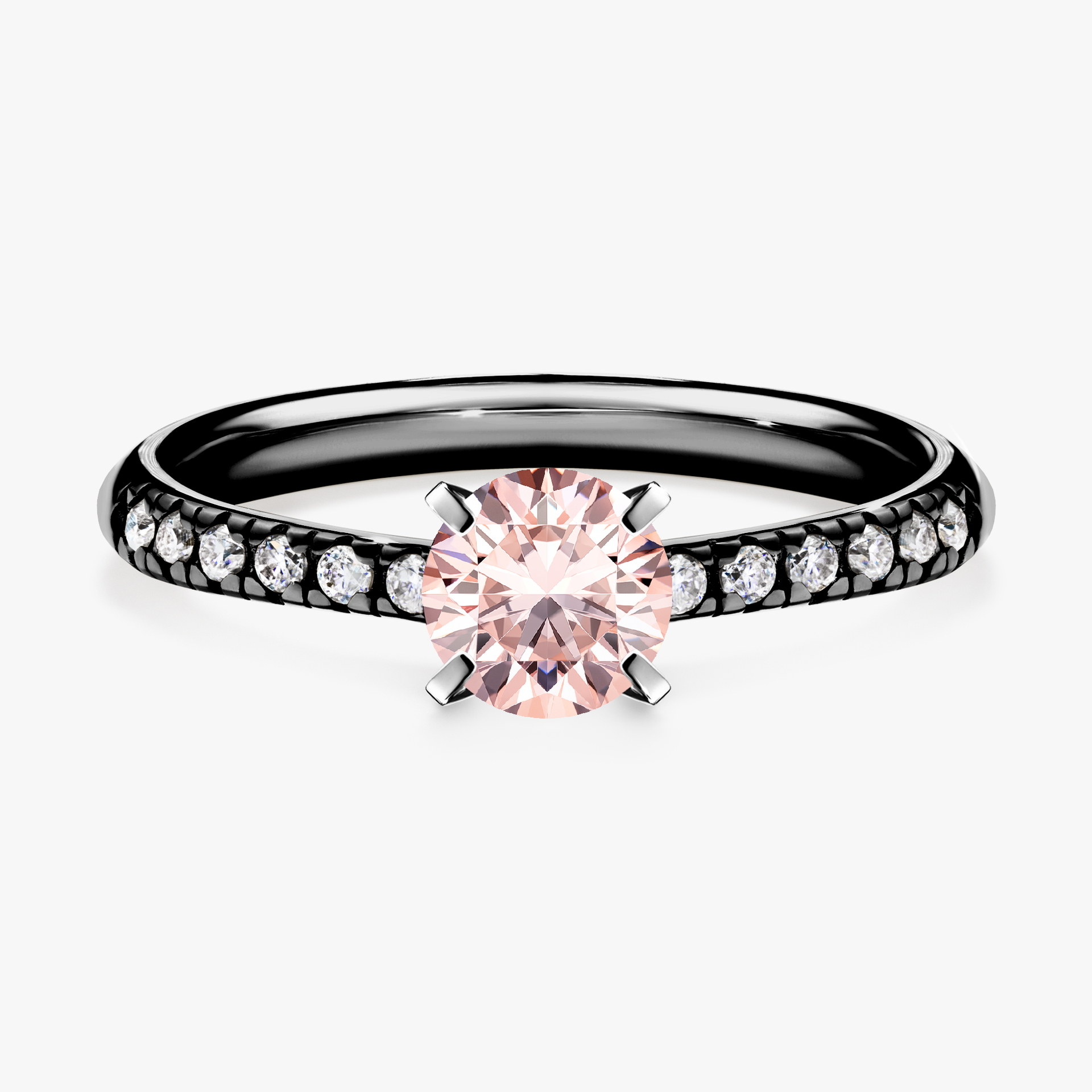 Pierścionek zaręczynowy My Sunshine z czarnego złota z morganitem 0,64ct