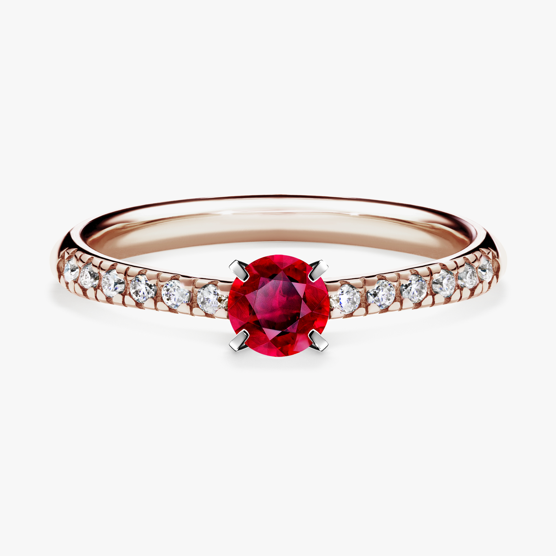 Pierścionek zaręczynowy My Sunshine z różowego złota z rubinem 0,39ct