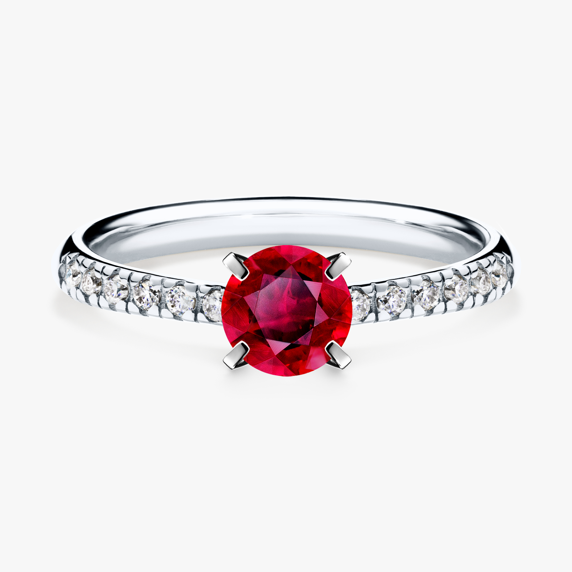 Pierścionek zaręczynowy My Sunshine z białego złota z rubinem 0,64ct