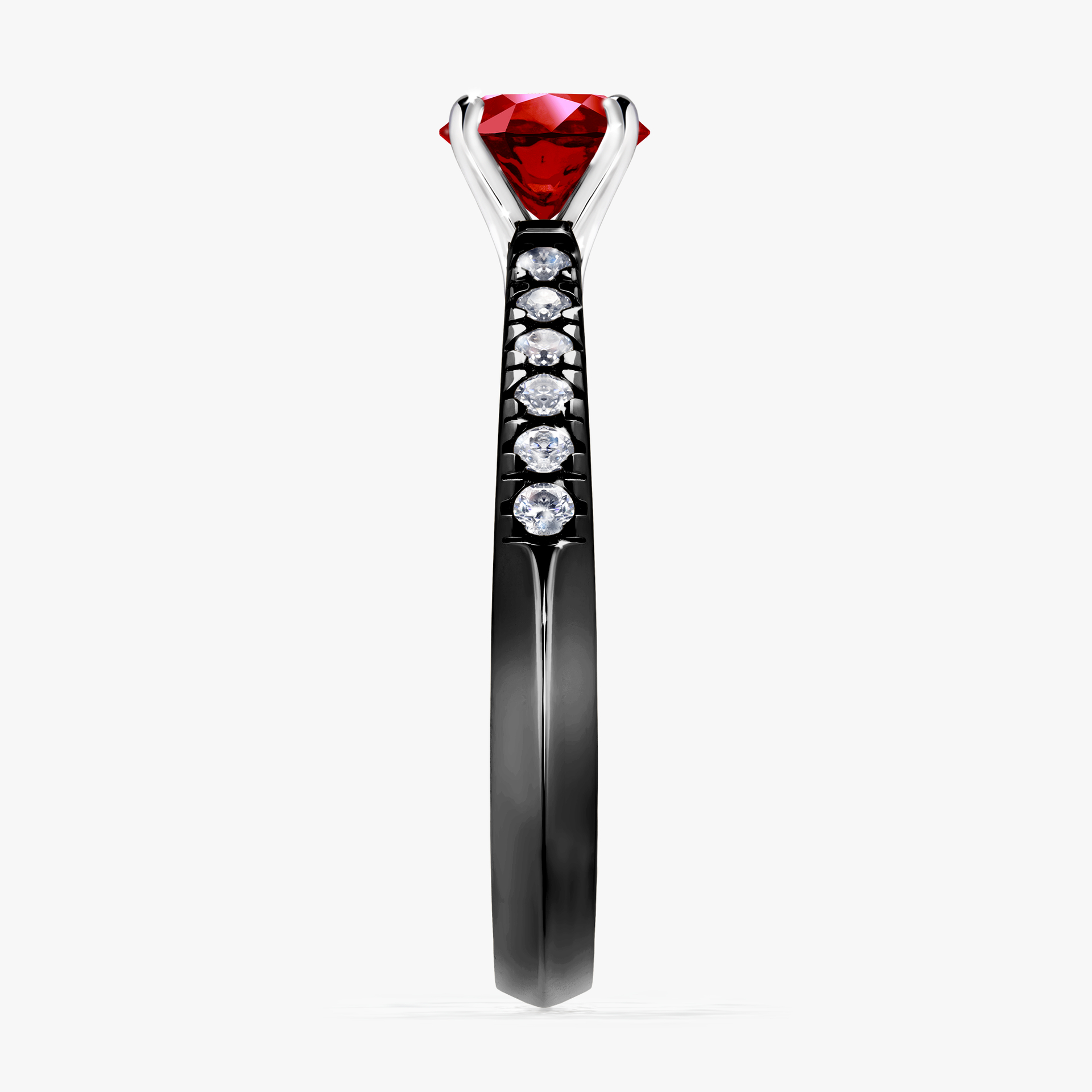 Pierścionek zaręczynowy My Sunshine z czarnego złota z rubinem 0,64ct