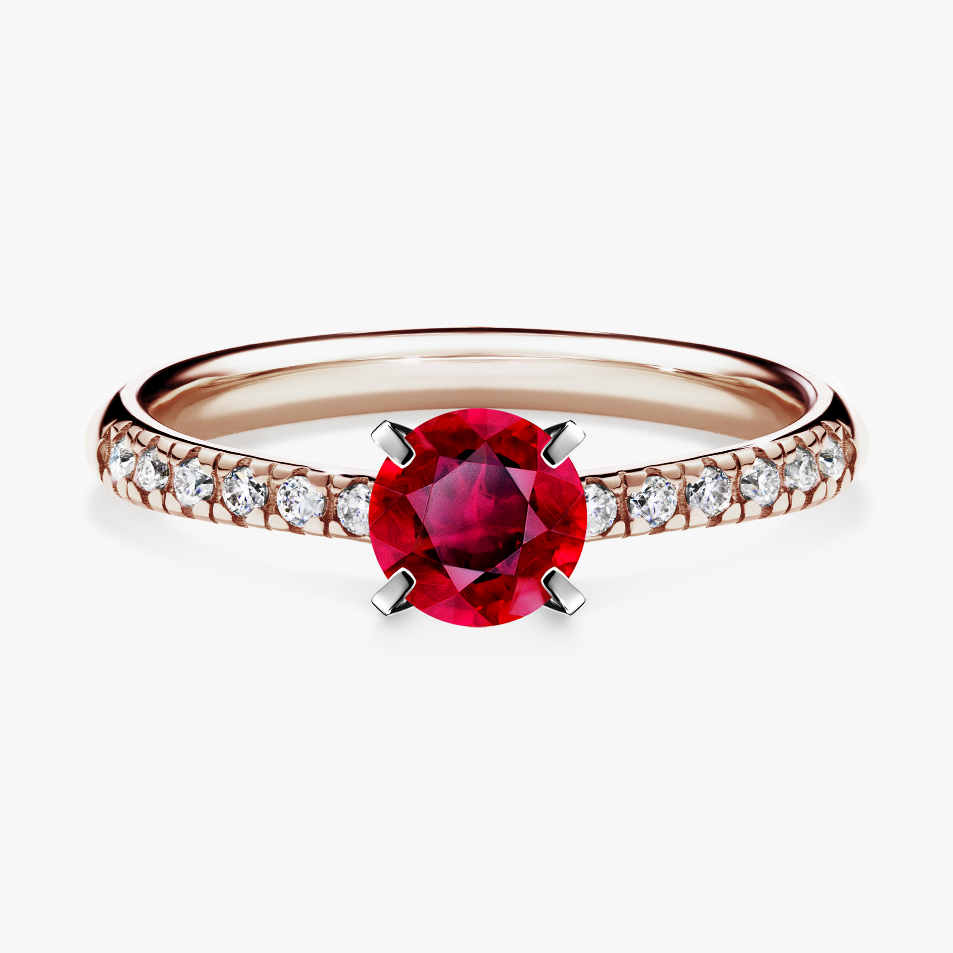 Pierścionek zaręczynowy My Sunshine z różowego złota z rubinem 0,64ct