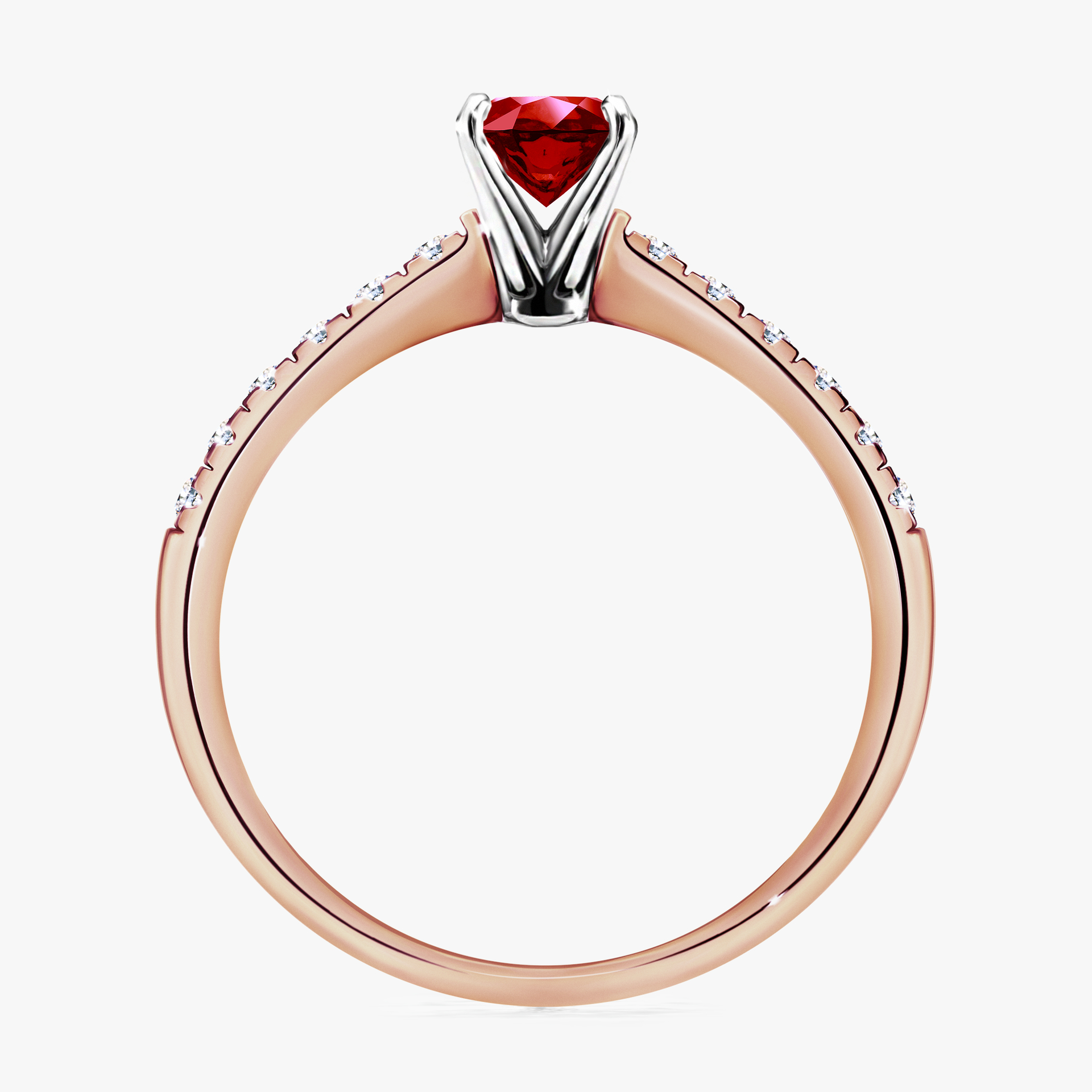 Pierścionek zaręczynowy My Sunshine z różowego złota z rubinem 0,64ct