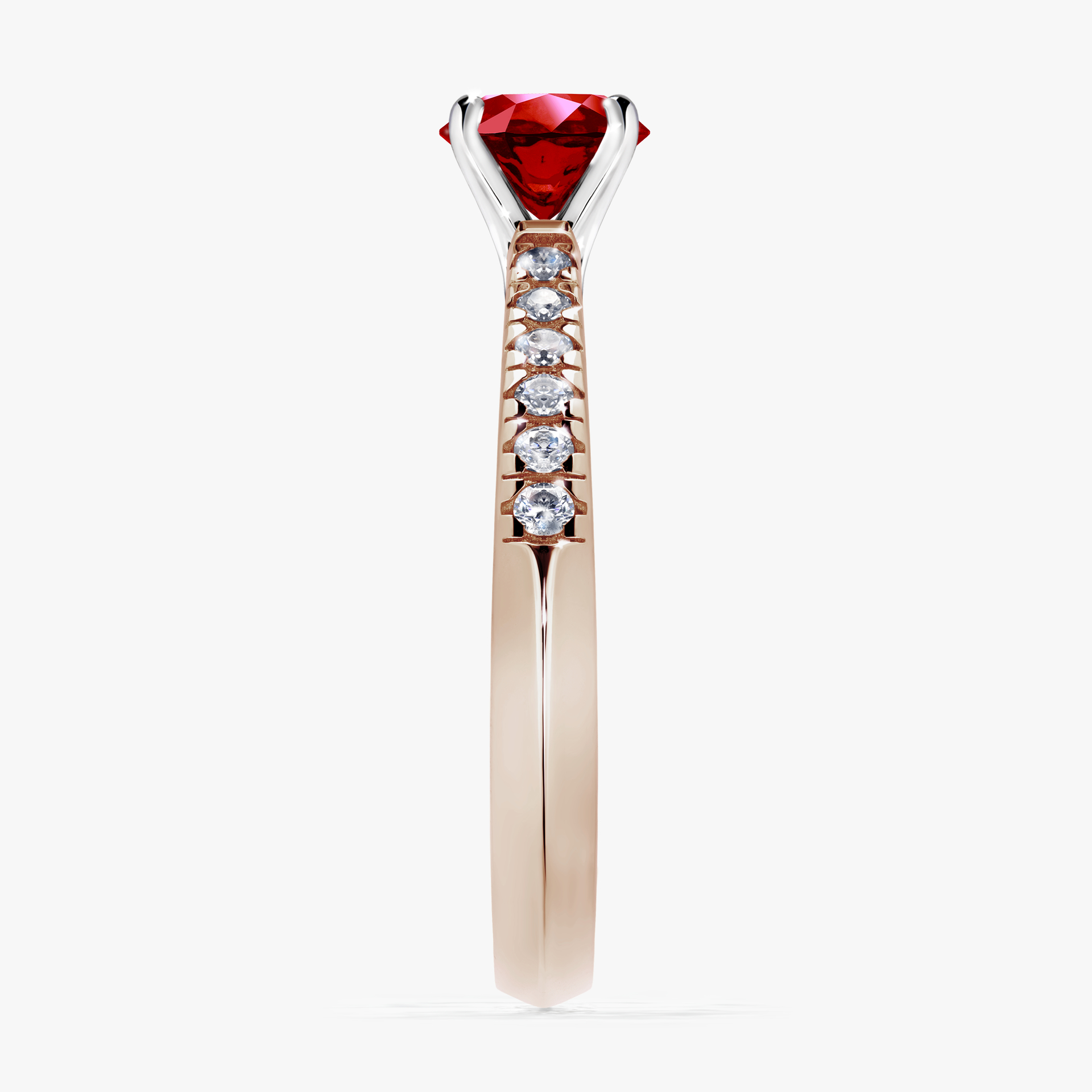 Pierścionek zaręczynowy My Sunshine z różowego złota z rubinem 0,64ct