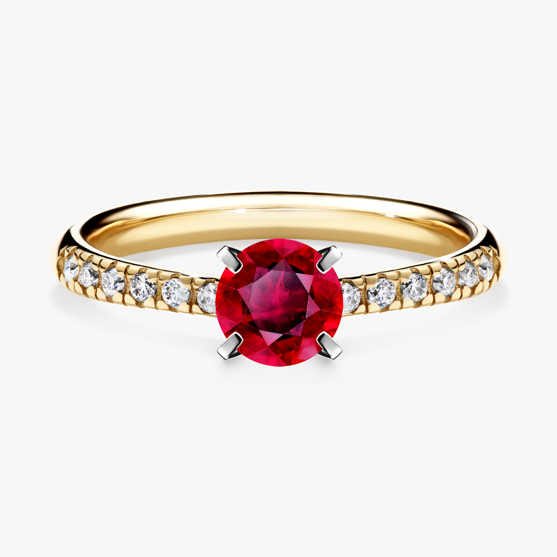 Pierścionek zaręczynowy My Sunshine z żółtego złota z rubinem 0,64ct