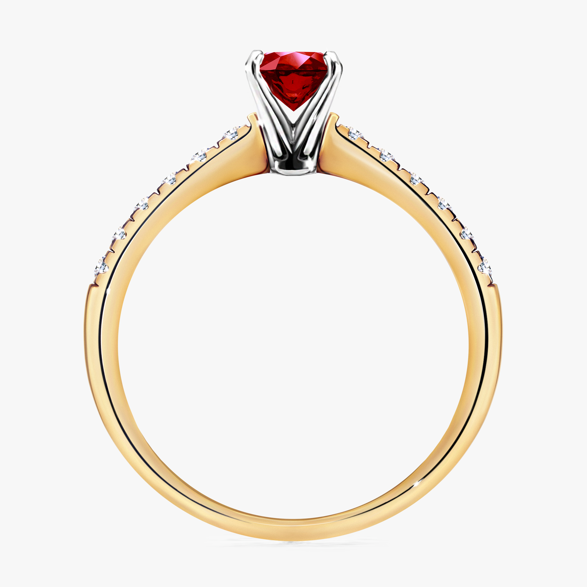Pierścionek zaręczynowy My Sunshine z żółtego złota z rubinem 0,64ct