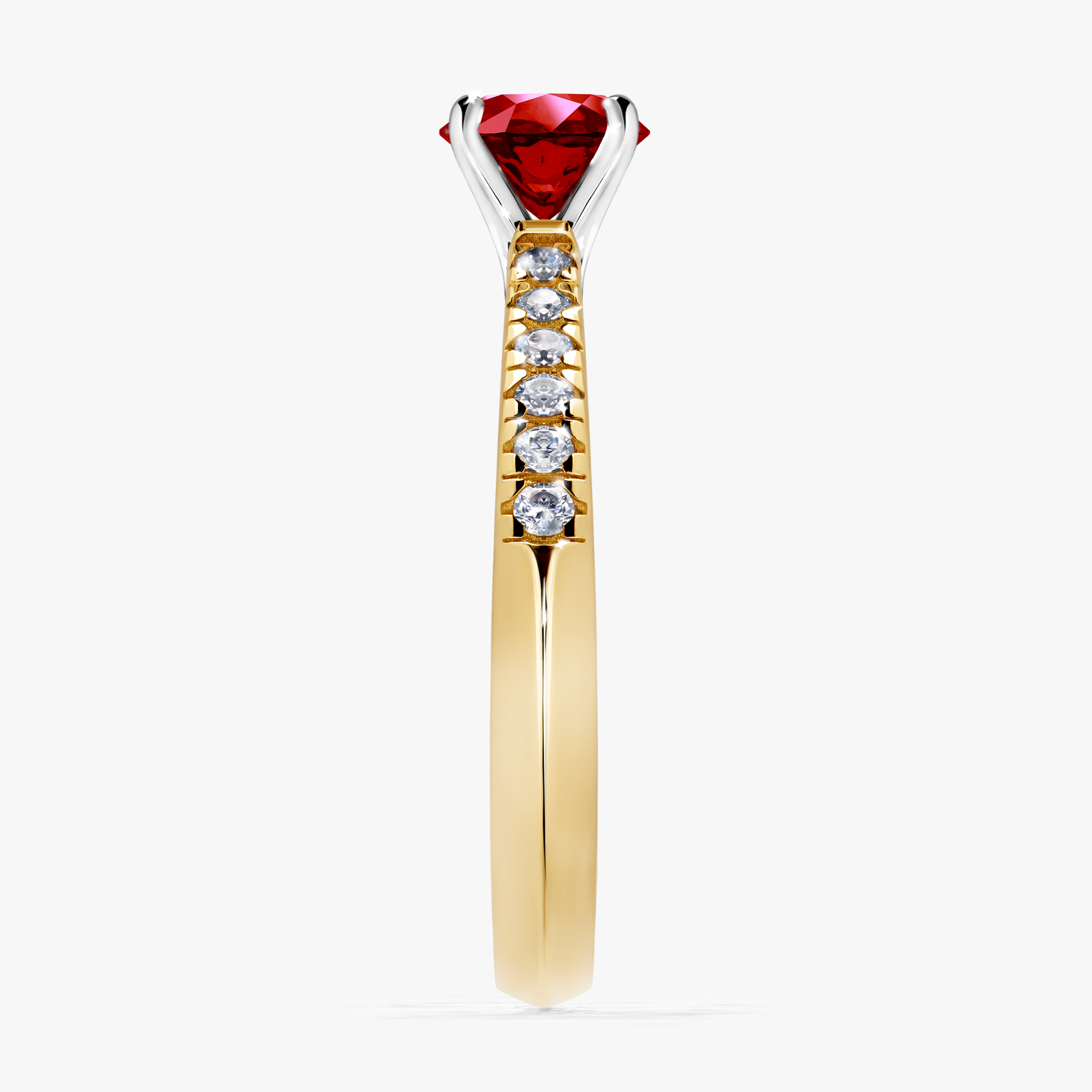 Pierścionek zaręczynowy My Sunshine z żółtego złota z rubinem 0,64ct