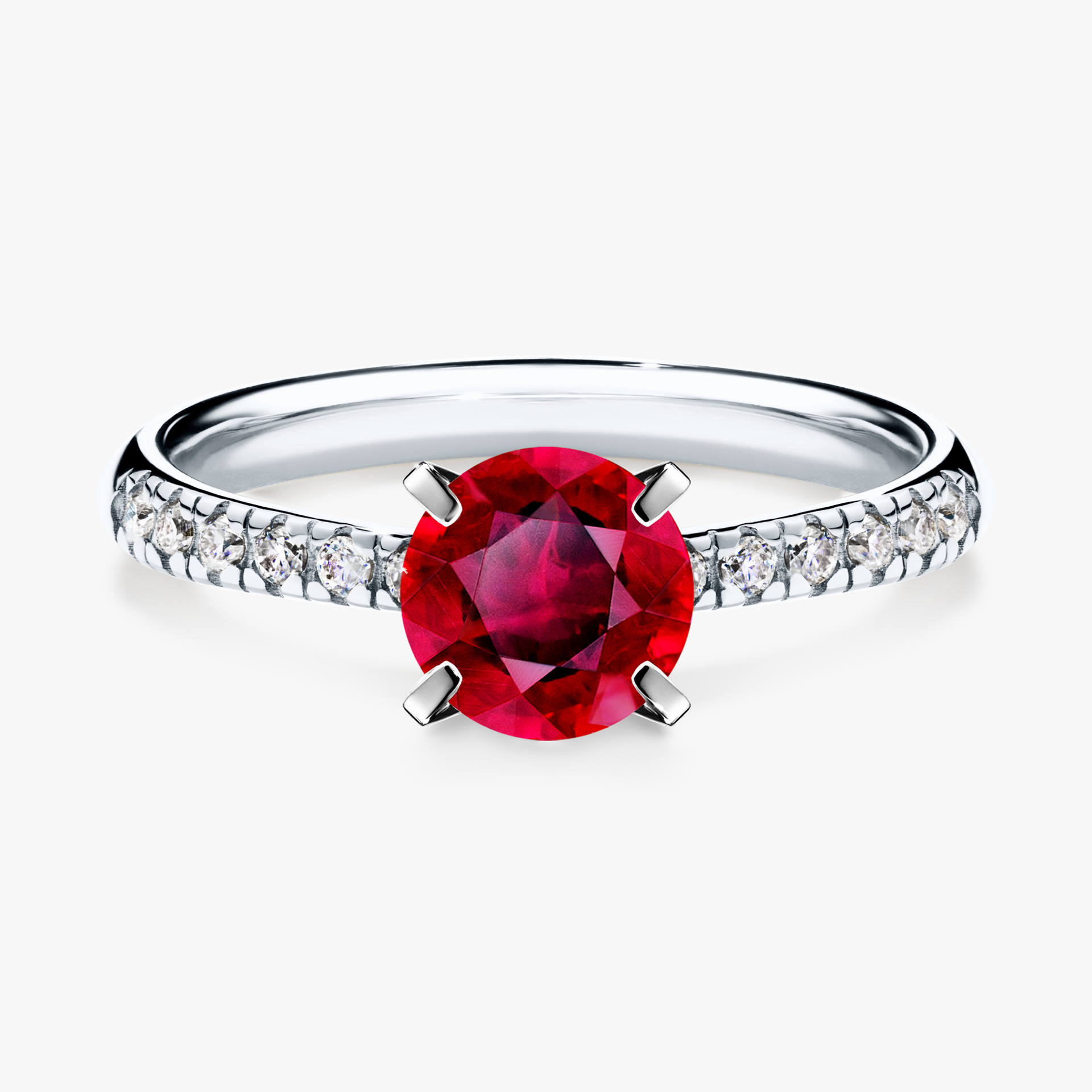 Pierścionek zaręczynowy My Sunshine z białego złota z rubinem 1,00ct