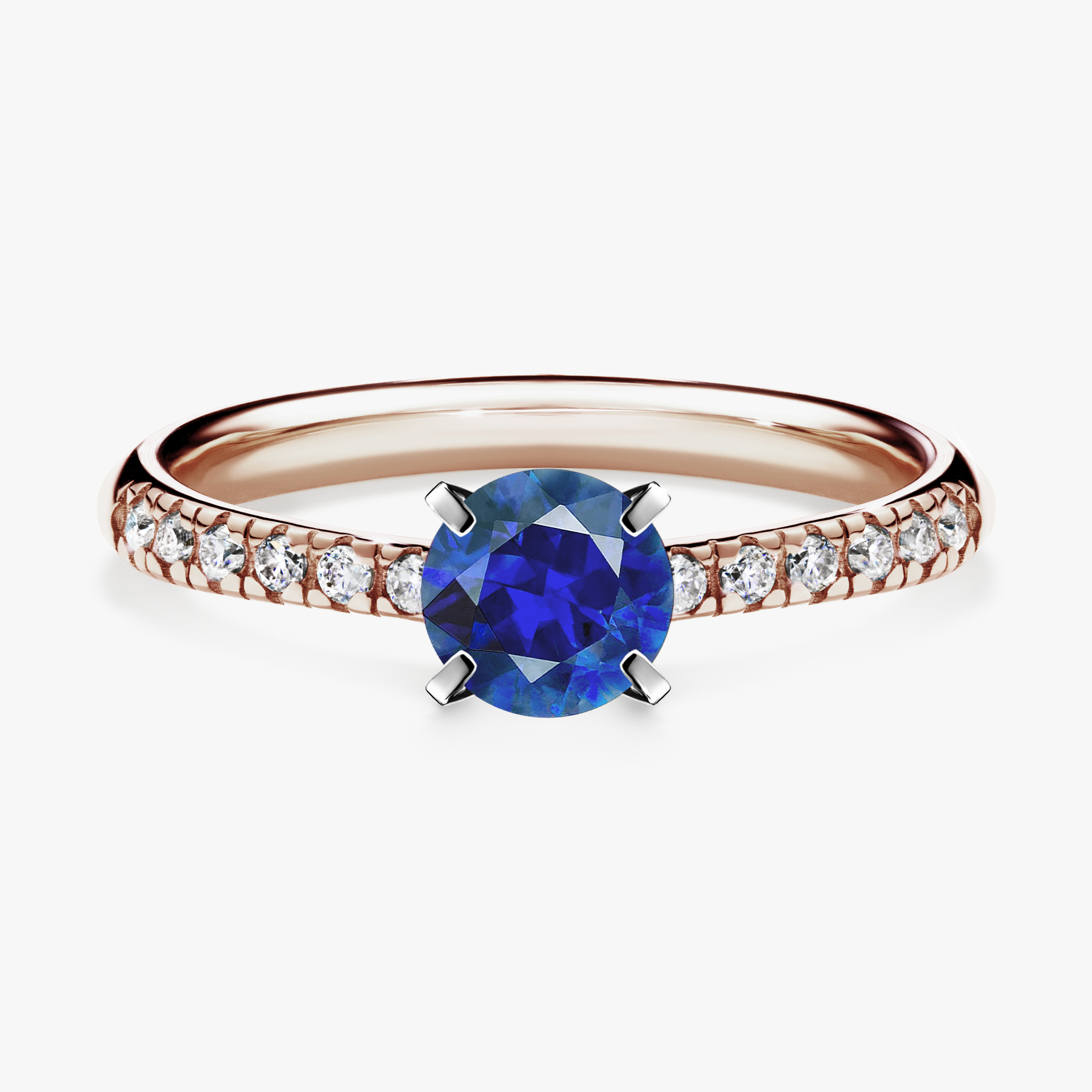 Pierścionek zaręczynowy My Sunshine z różowego złota z szafirem niebieskim 0,64ct