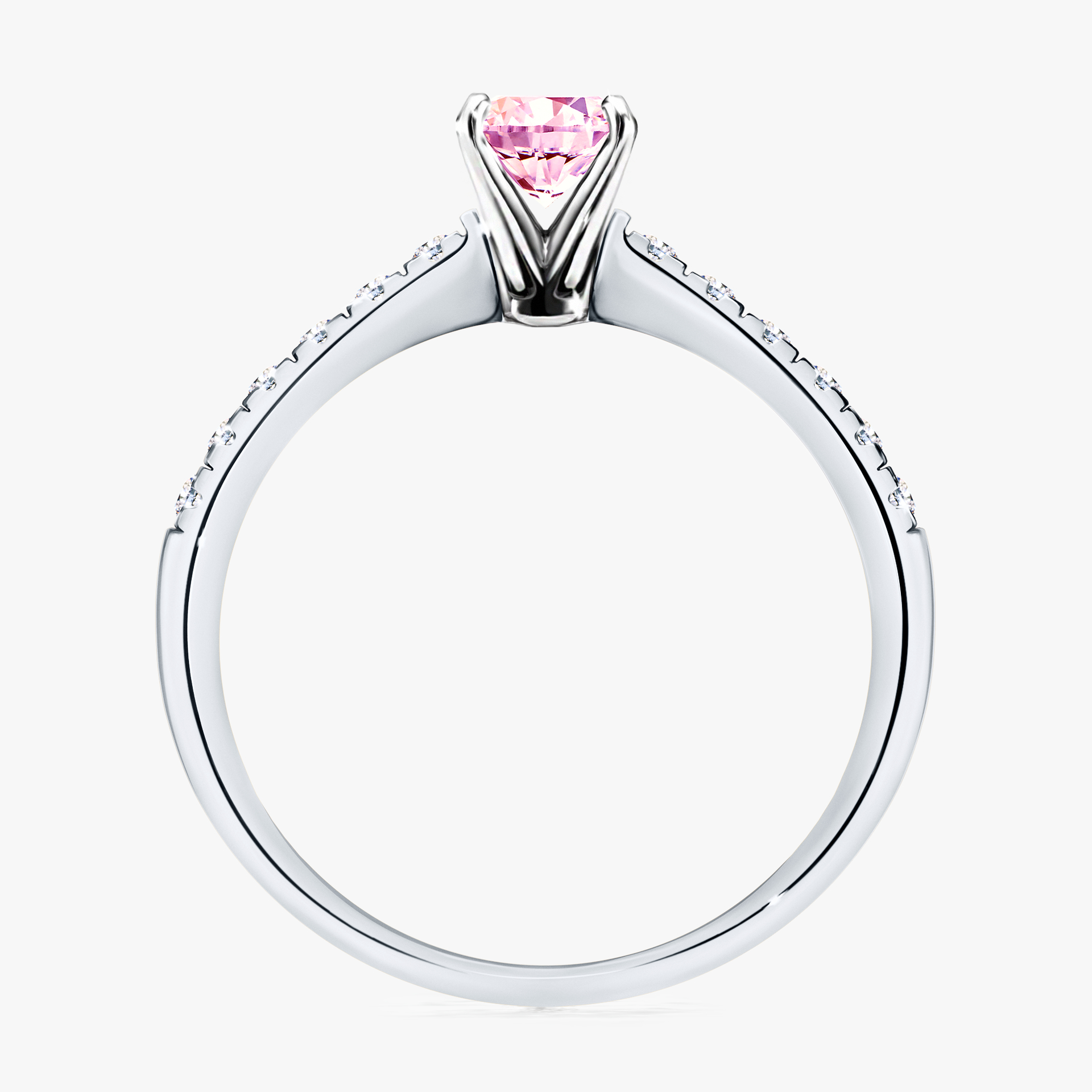 Pierścionek zaręczynowy My Sunshine z białego złota z szafirem różowym 0,64ct