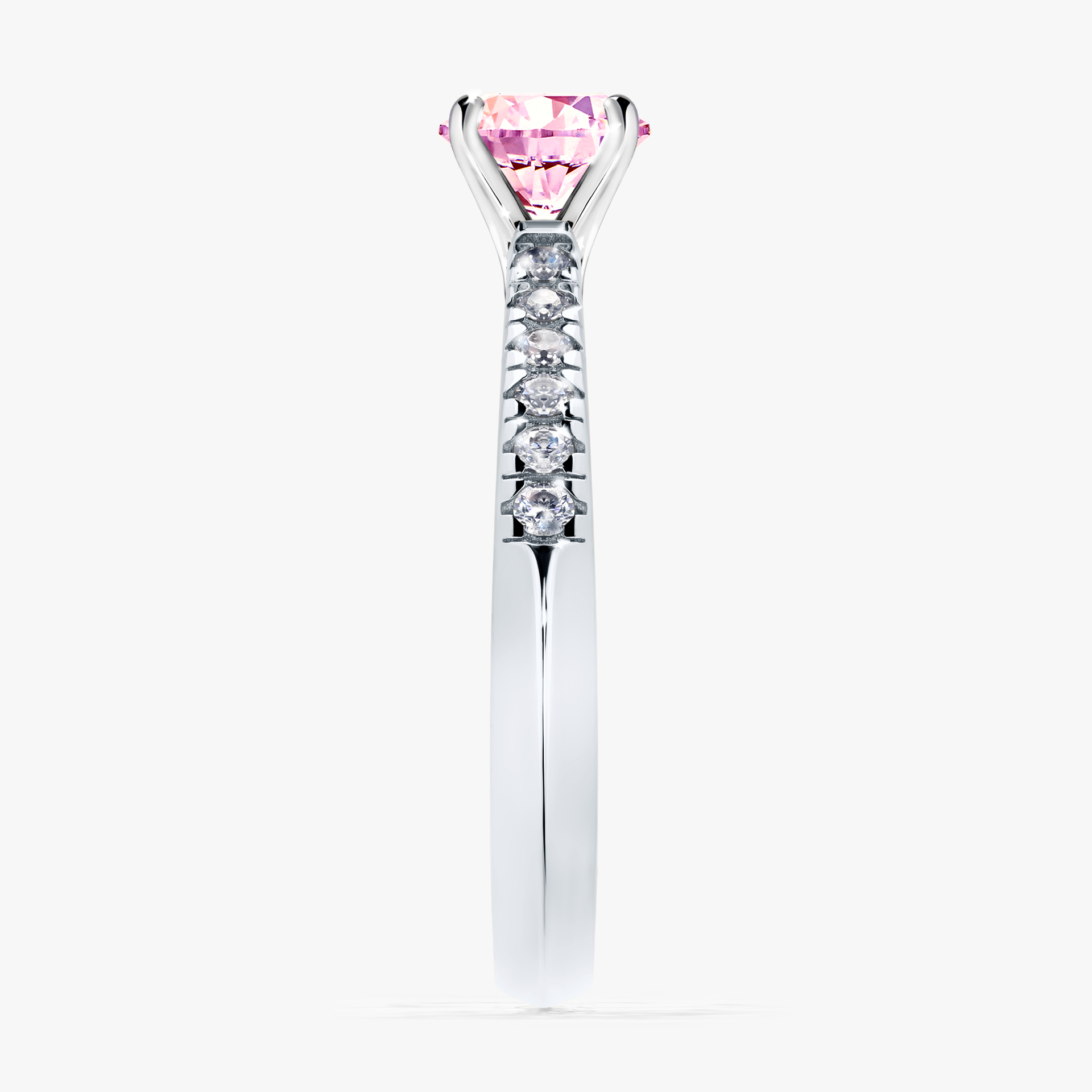 Pierścionek zaręczynowy My Sunshine z białego złota z szafirem różowym 0,64ct