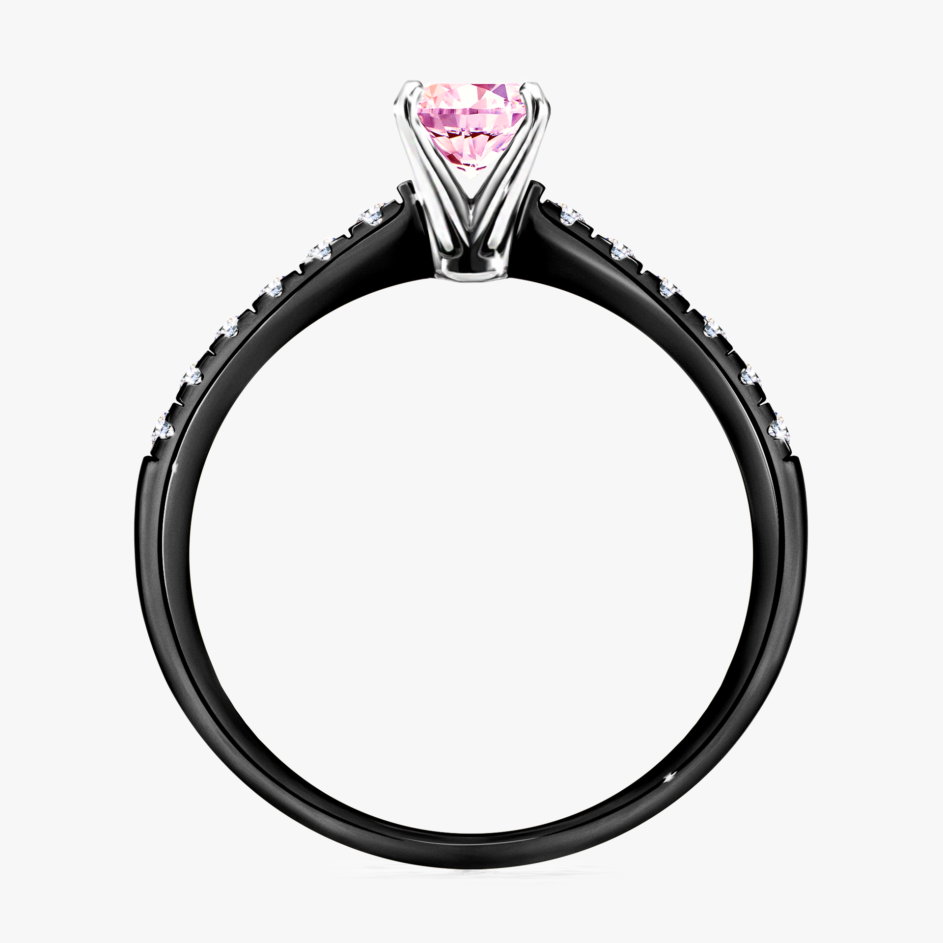 Pierścionek zaręczynowy My Sunshine z czarnego złota z szafirem różowym 0,64ct