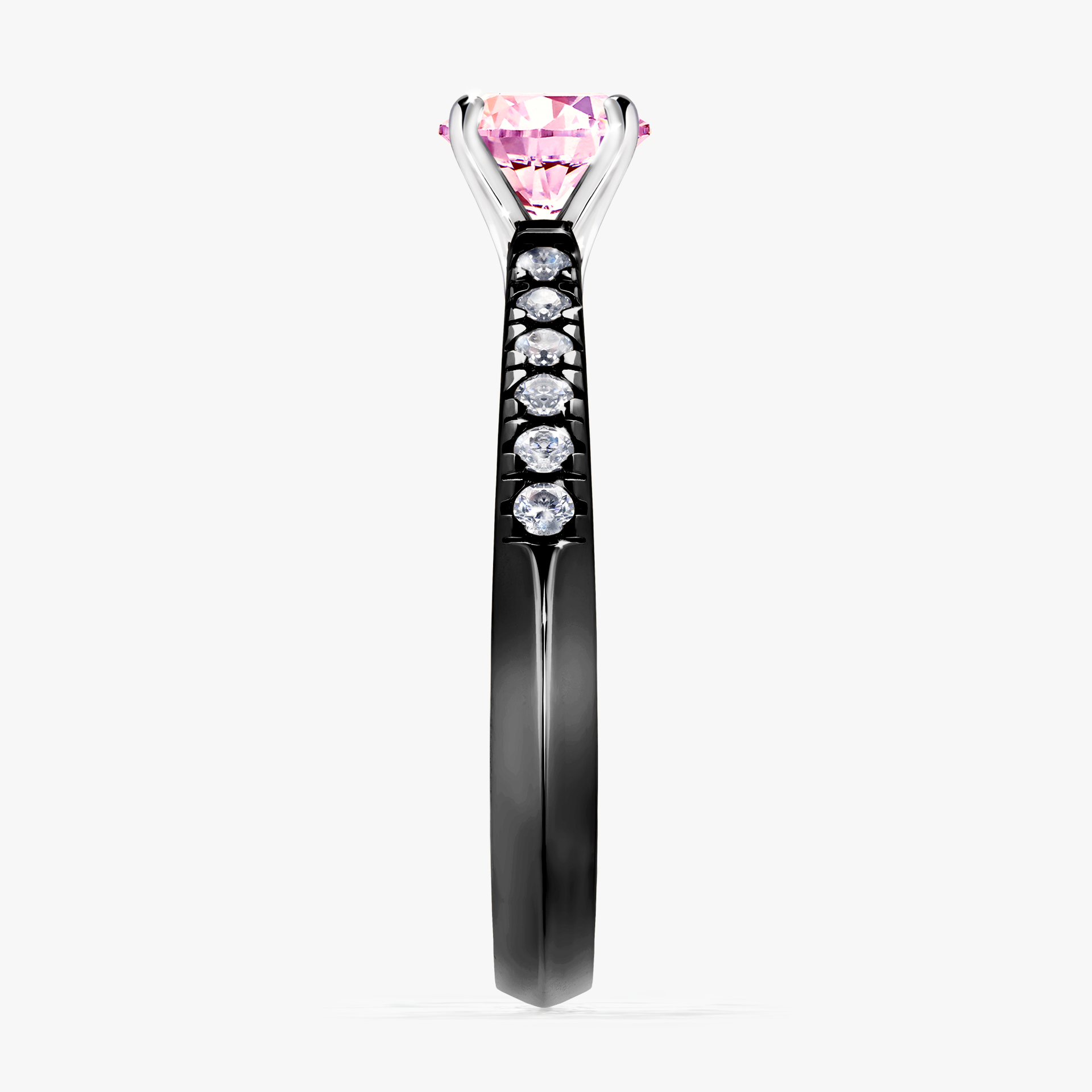 Pierścionek zaręczynowy My Sunshine z czarnego złota z szafirem różowym 0,64ct