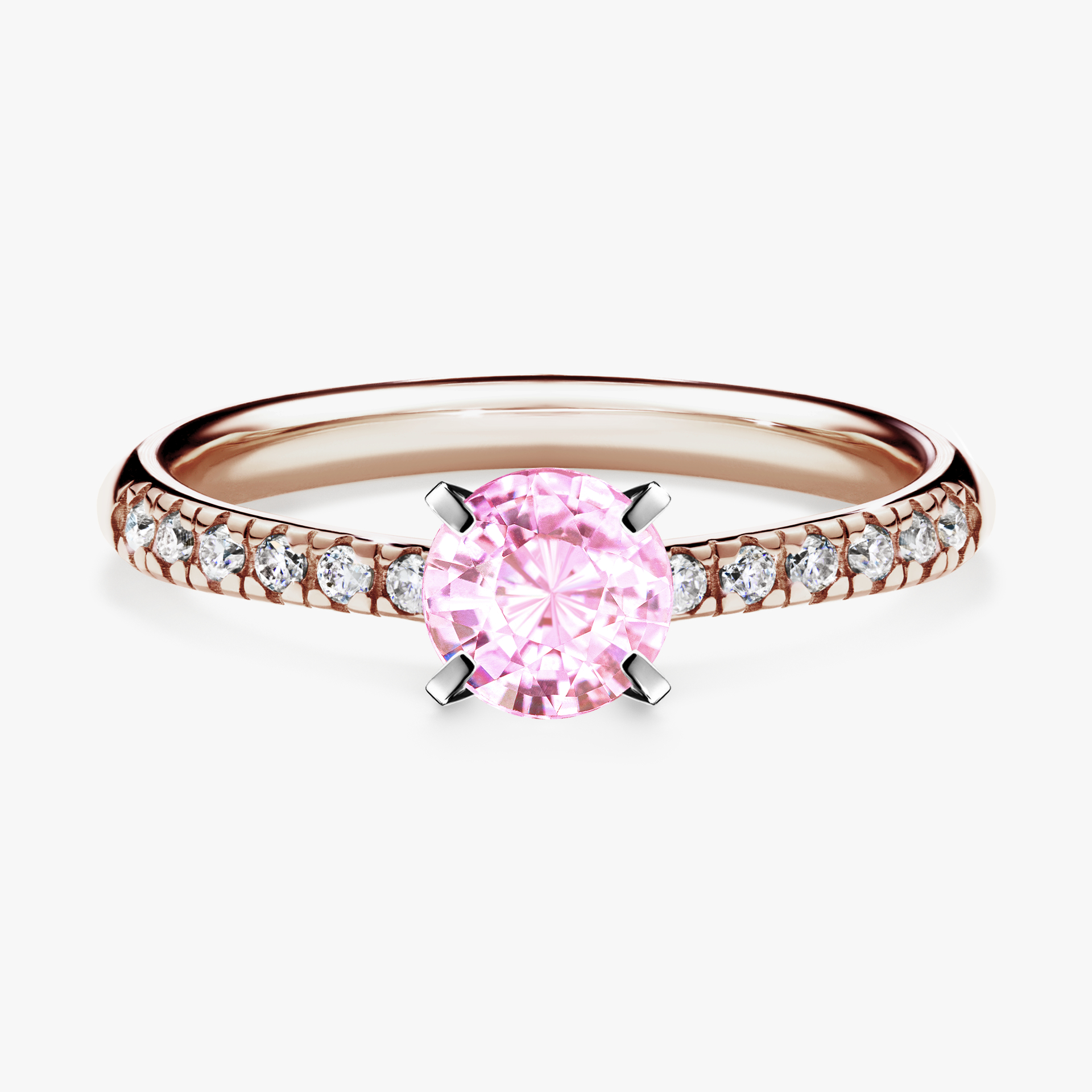 Pierścionek zaręczynowy My Sunshine z różowego złota z szafirem różowym 0,64ct