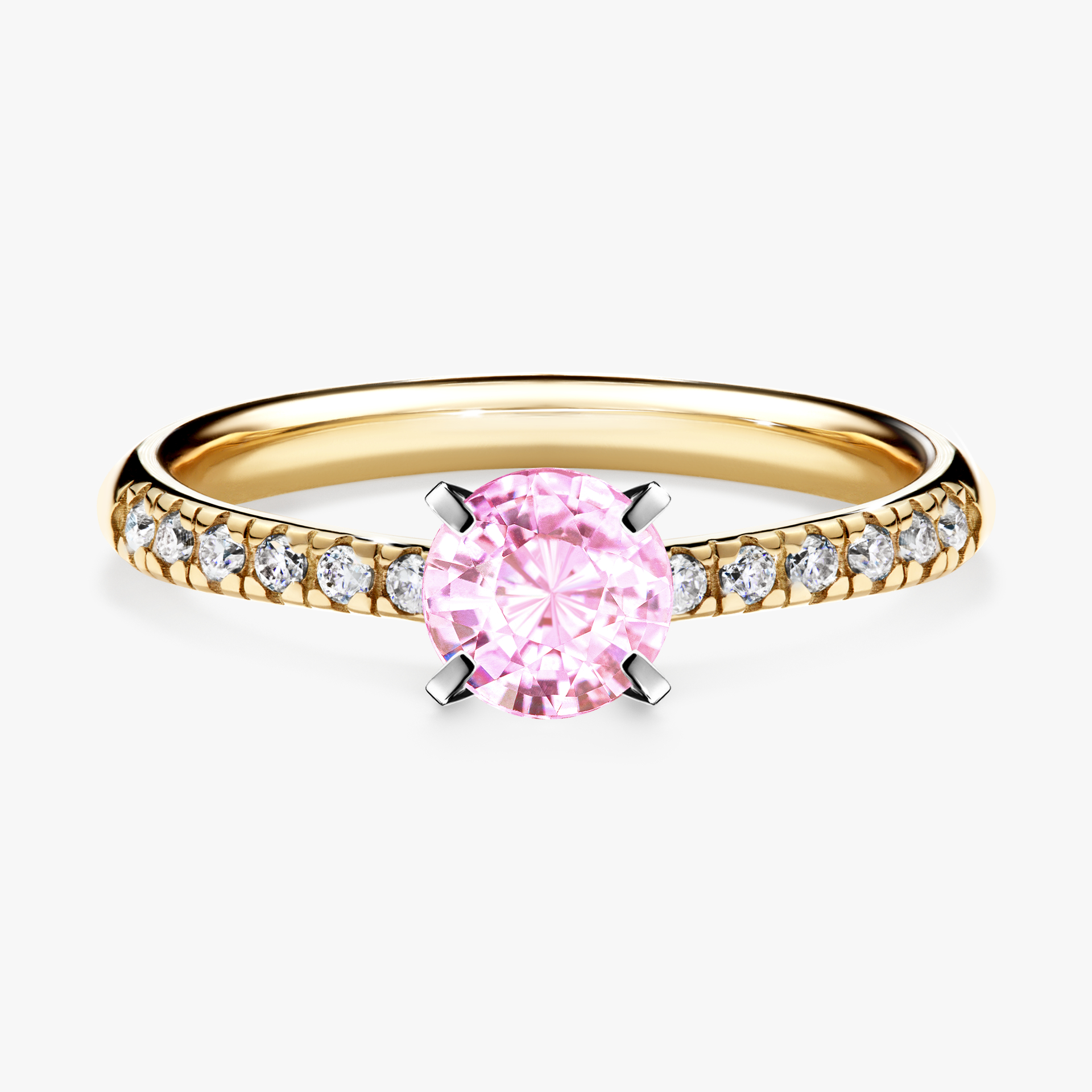 Pierścionek zaręczynowy My Sunshine z żółtego złota z szafirem różowym 0,64ct