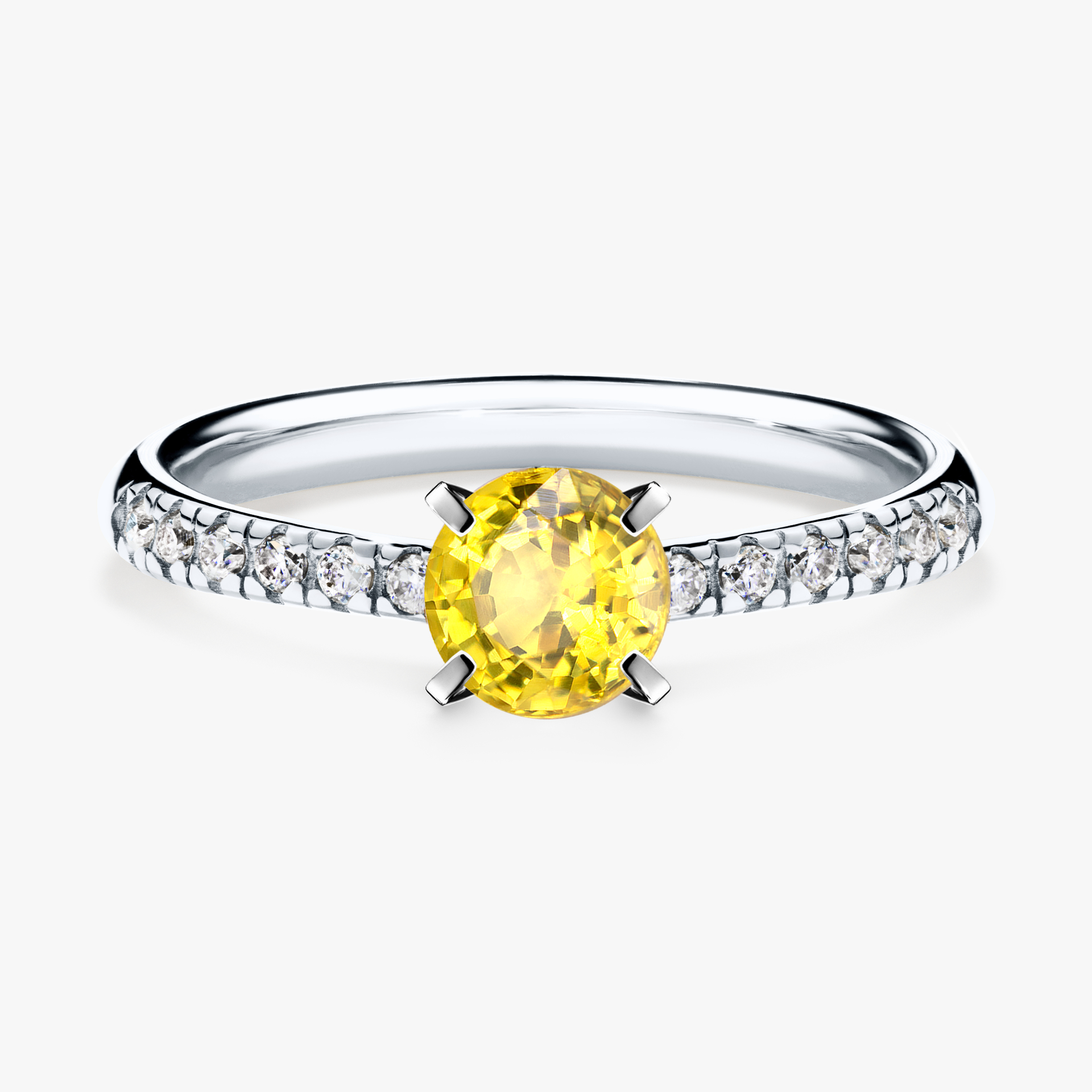 Pierścionek zaręczynowy My Sunshine z białego złota z szafirem żółtym 0,64ct