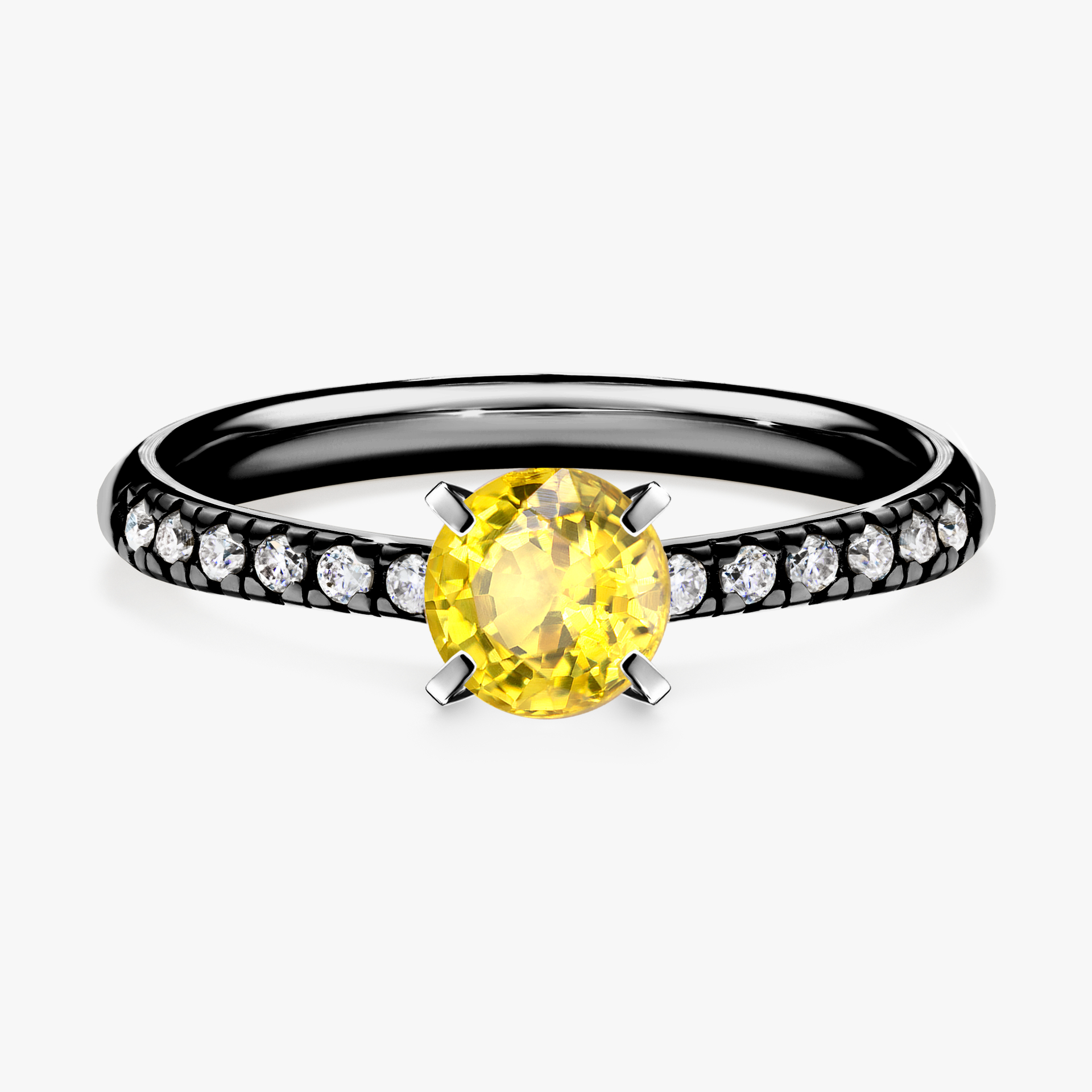 Pierścionek zaręczynowy My Sunshine z czarnego złota z szafirem żółtym 0,64ct