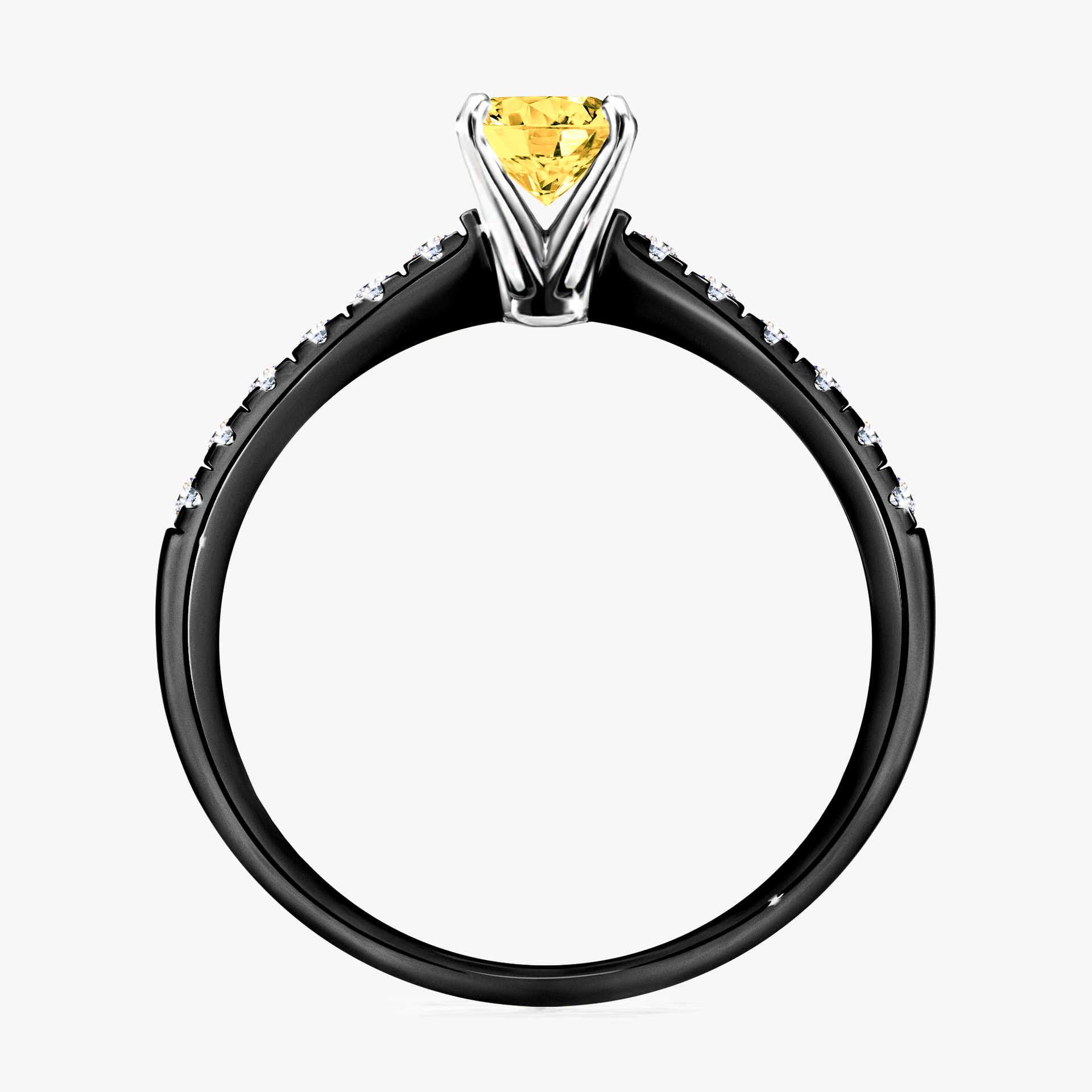 Pierścionek zaręczynowy My Sunshine z czarnego złota z szafirem żółtym 0,64ct