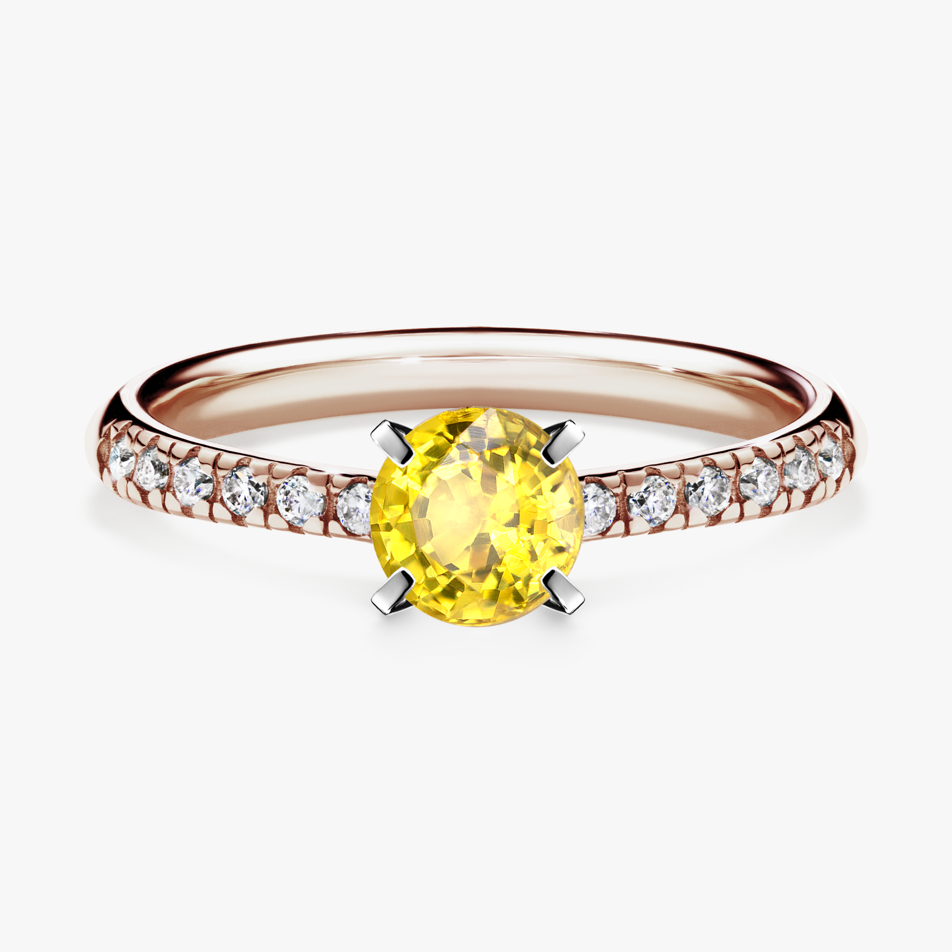 Pierścionek zaręczynowy My Sunshine z różowego złota z szafirem żółtym 0,64ct