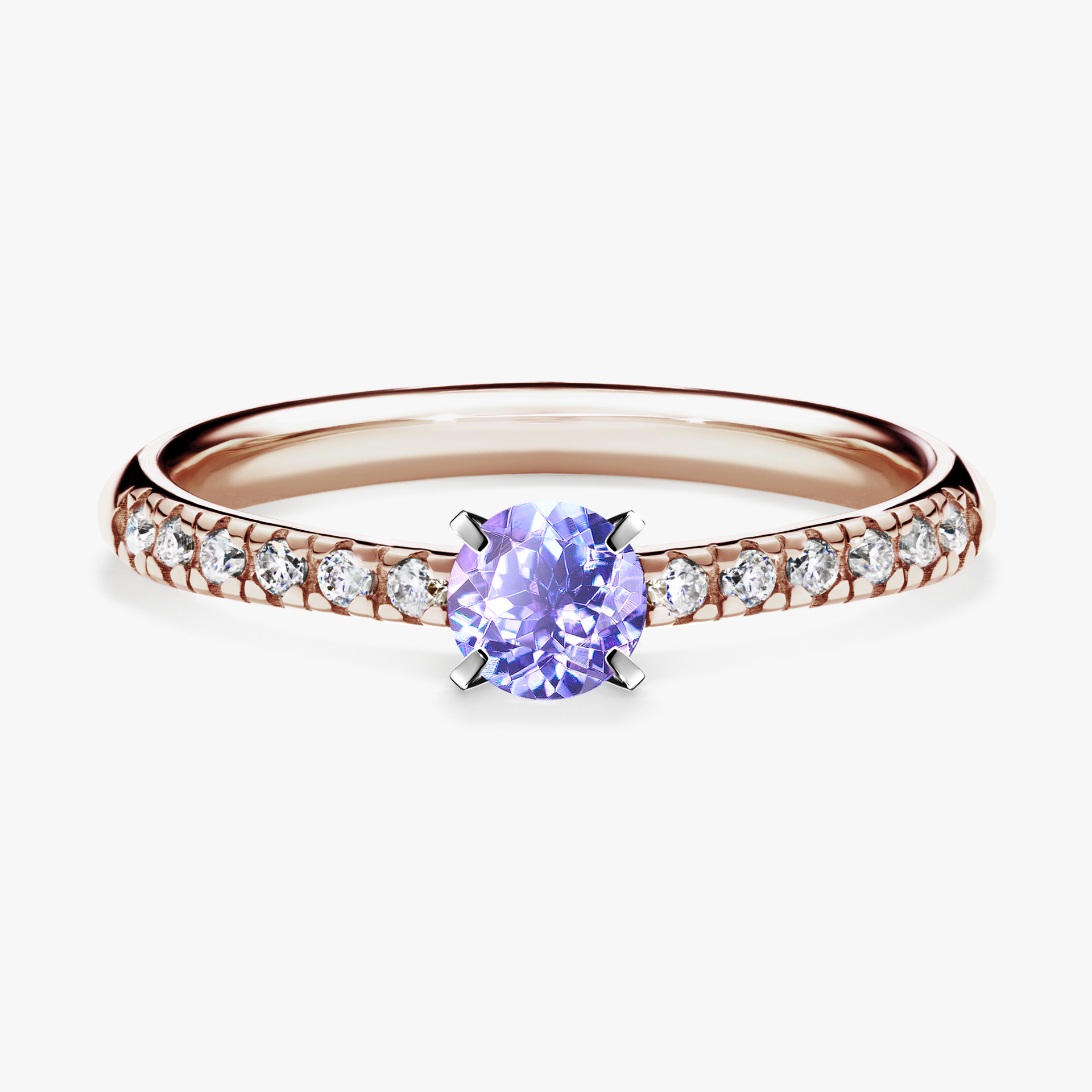 Pierścionek zaręczynowy My Sunshine z różowego złota z tanzanitem 0,39ct
