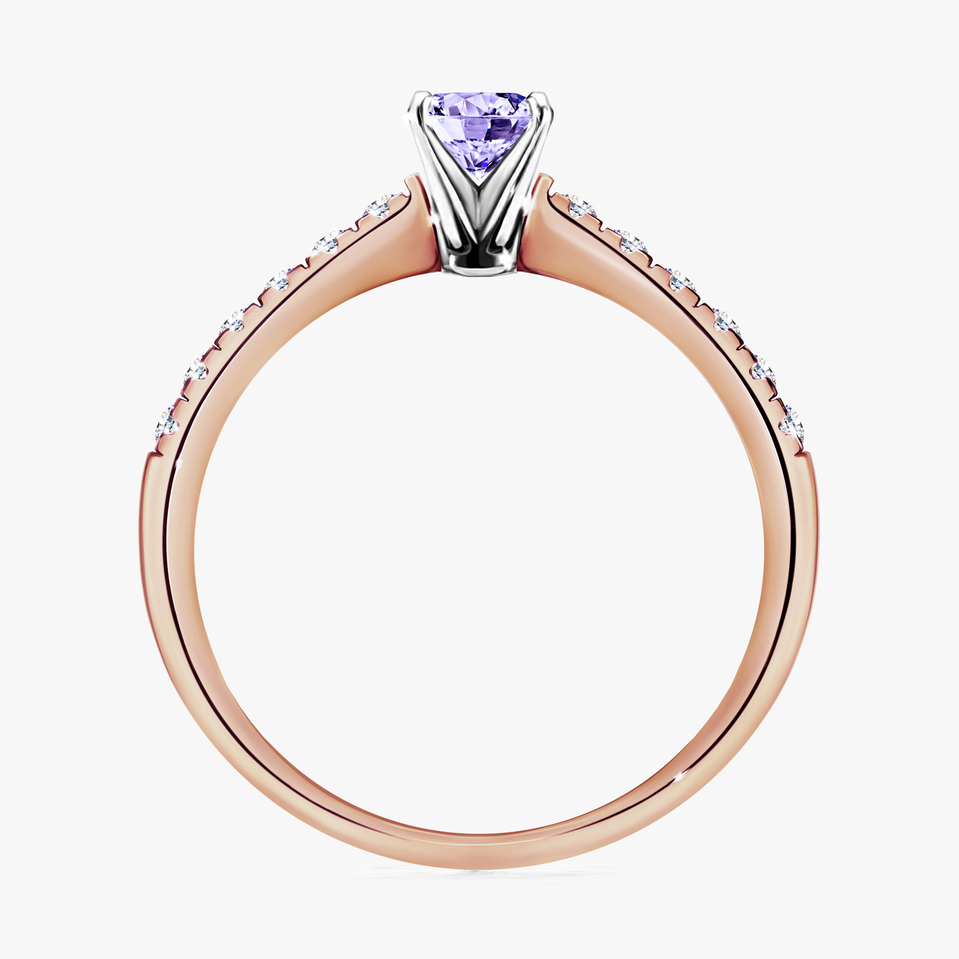 Pierścionek zaręczynowy My Sunshine z różowego złota z tanzanitem 0,39ct