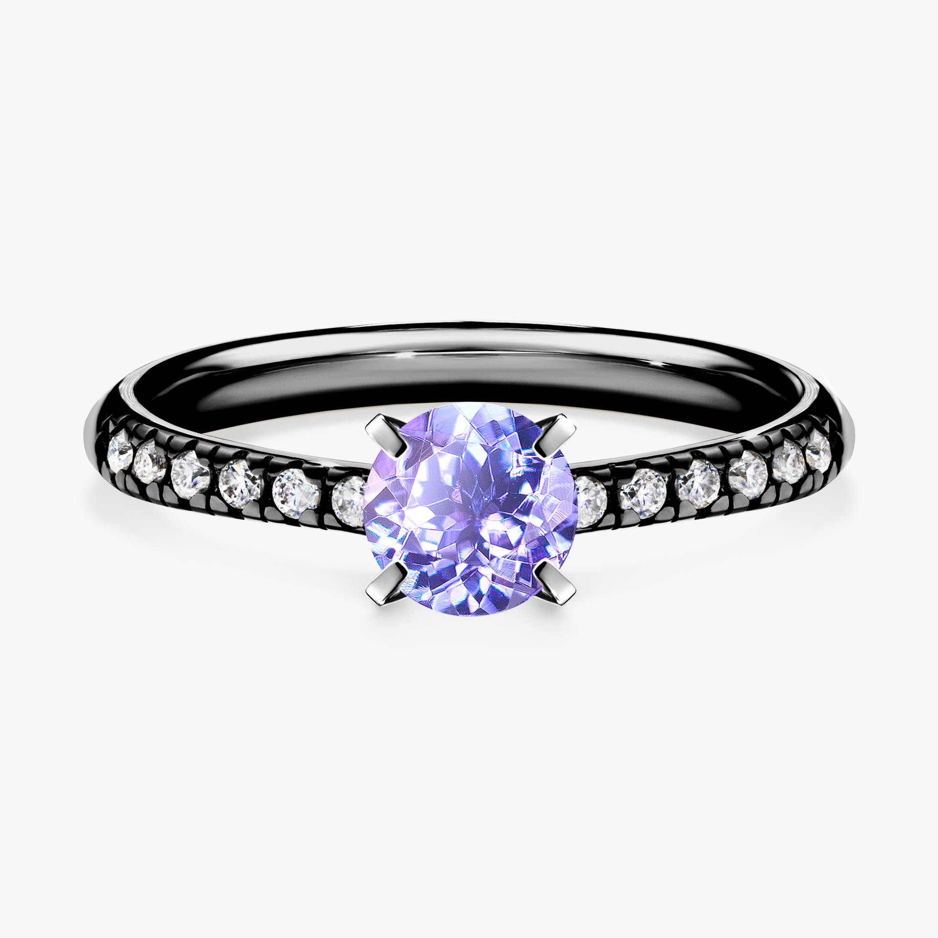 Pierścionek zaręczynowy My Sunshine z czarnego złota z tanzanitem 0,64ct