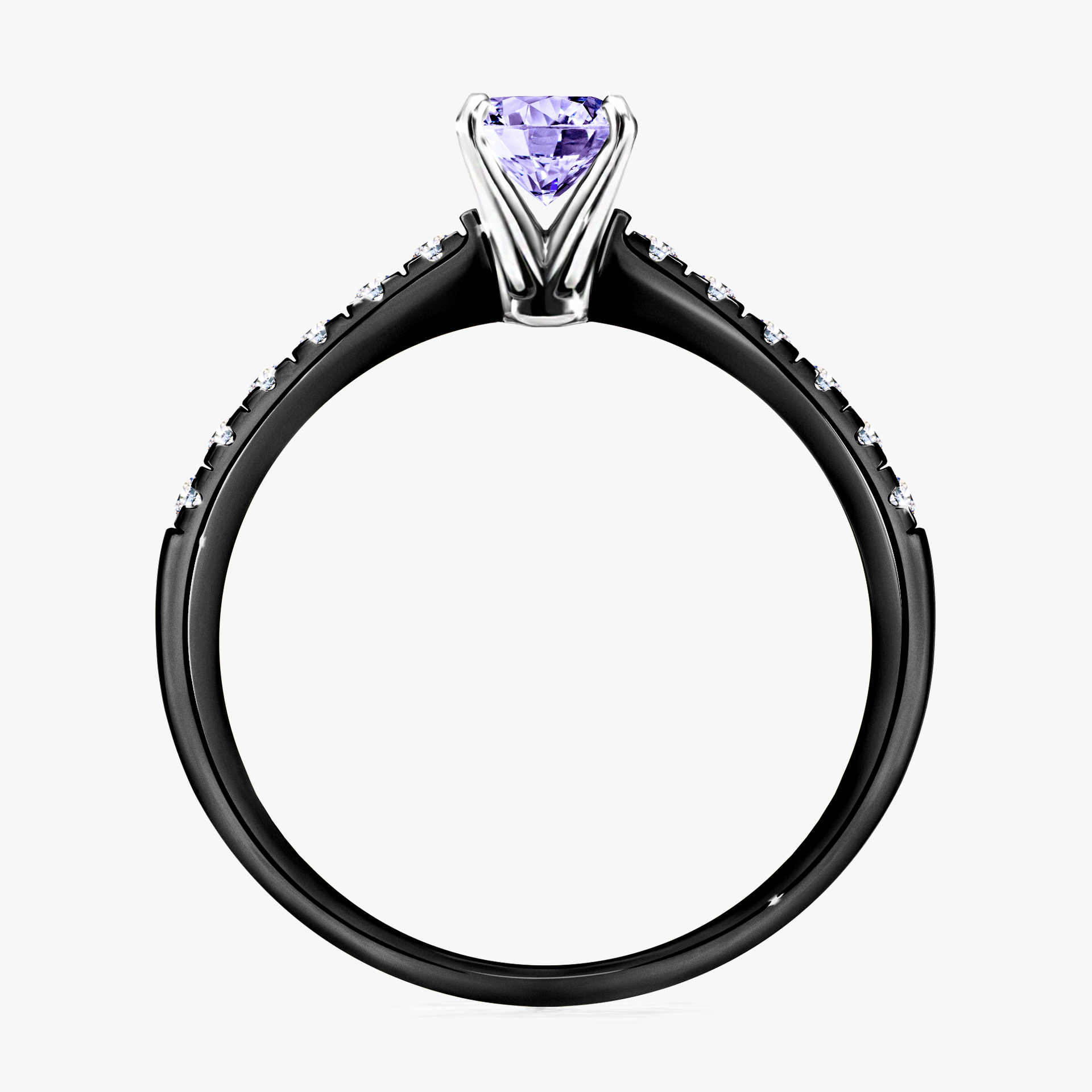 Pierścionek zaręczynowy My Sunshine z czarnego złota z tanzanitem 0,64ct
