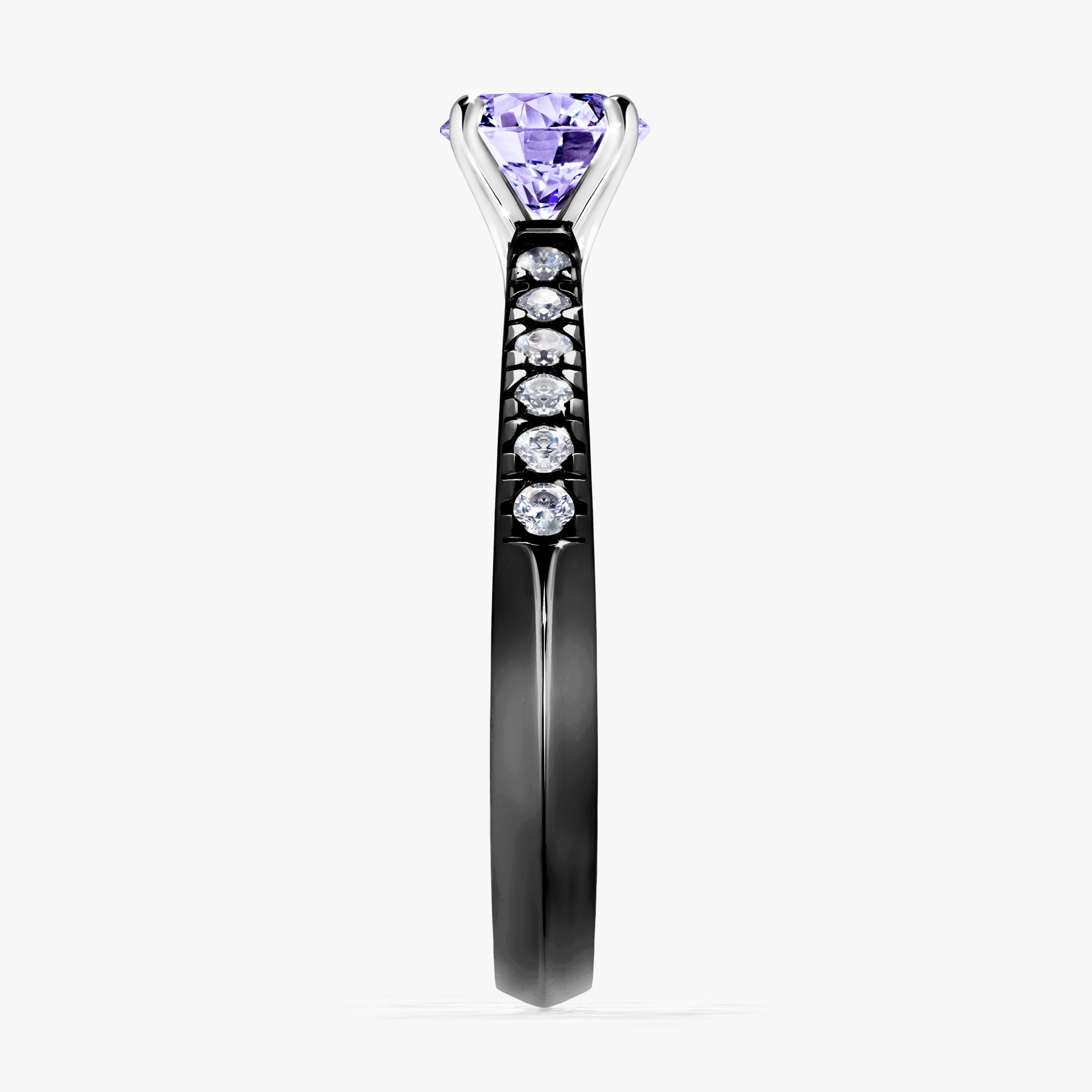 Pierścionek zaręczynowy My Sunshine z czarnego złota z tanzanitem 0,64ct