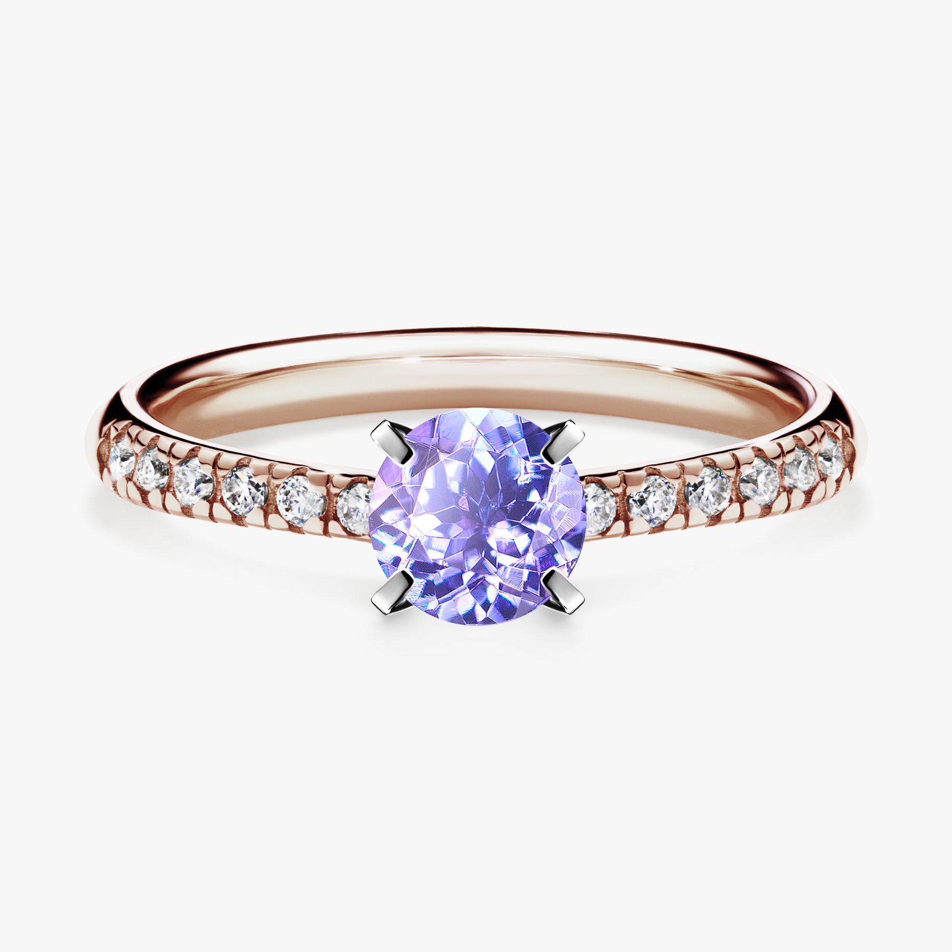 Pierścionek zaręczynowy My Sunshine z różowego złota z tanzanitem 0,64ct