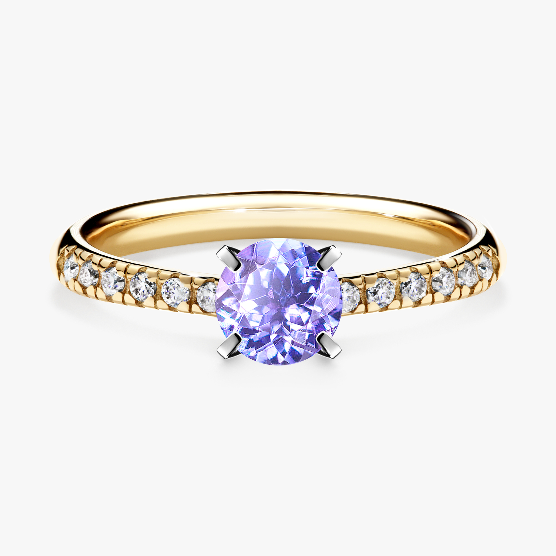 Pierścionek zaręczynowy My Sunshine z żółtego złota z tanzanitem 0,64ct