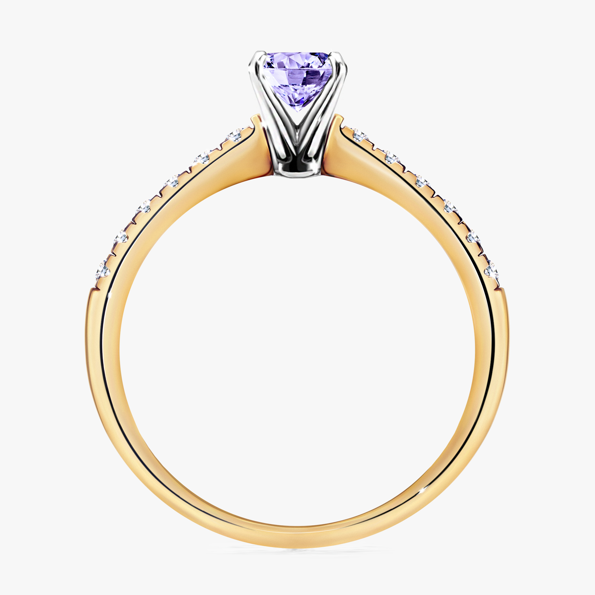 Pierścionek zaręczynowy My Sunshine z żółtego złota z tanzanitem 0,64ct